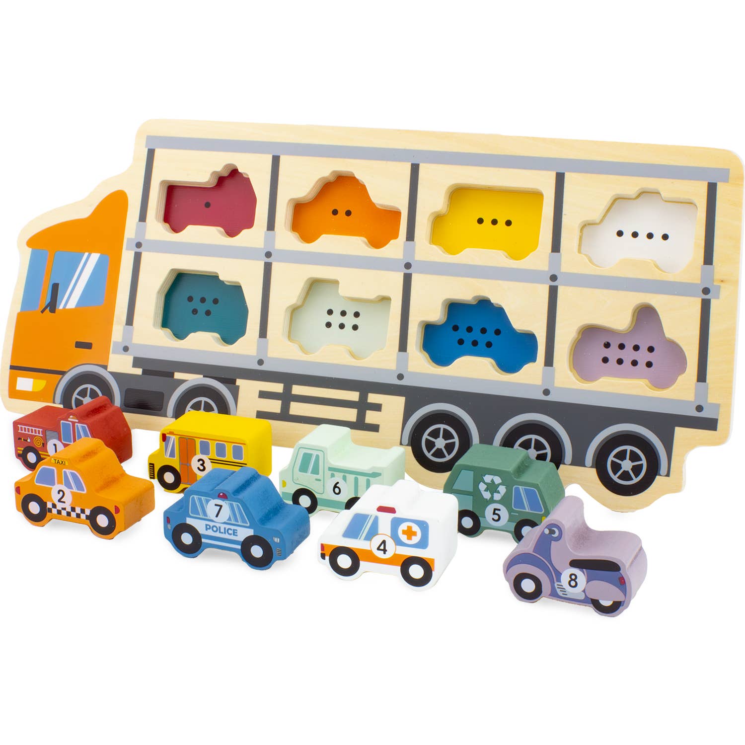 Wooden Toys: Car Carrying Truck Puzzle