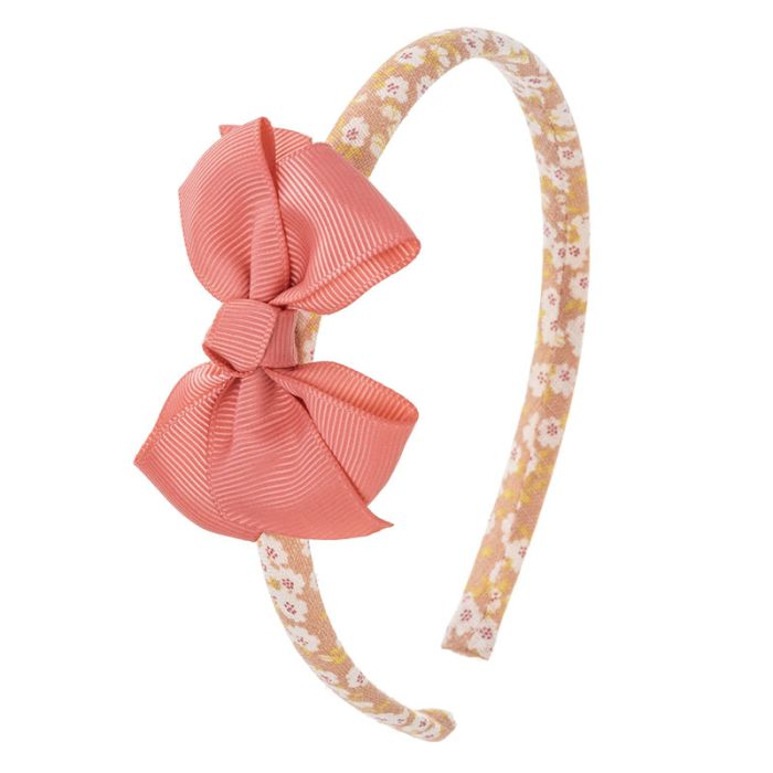 Haarband - Leinen mit Blumenmuster und Ripsband