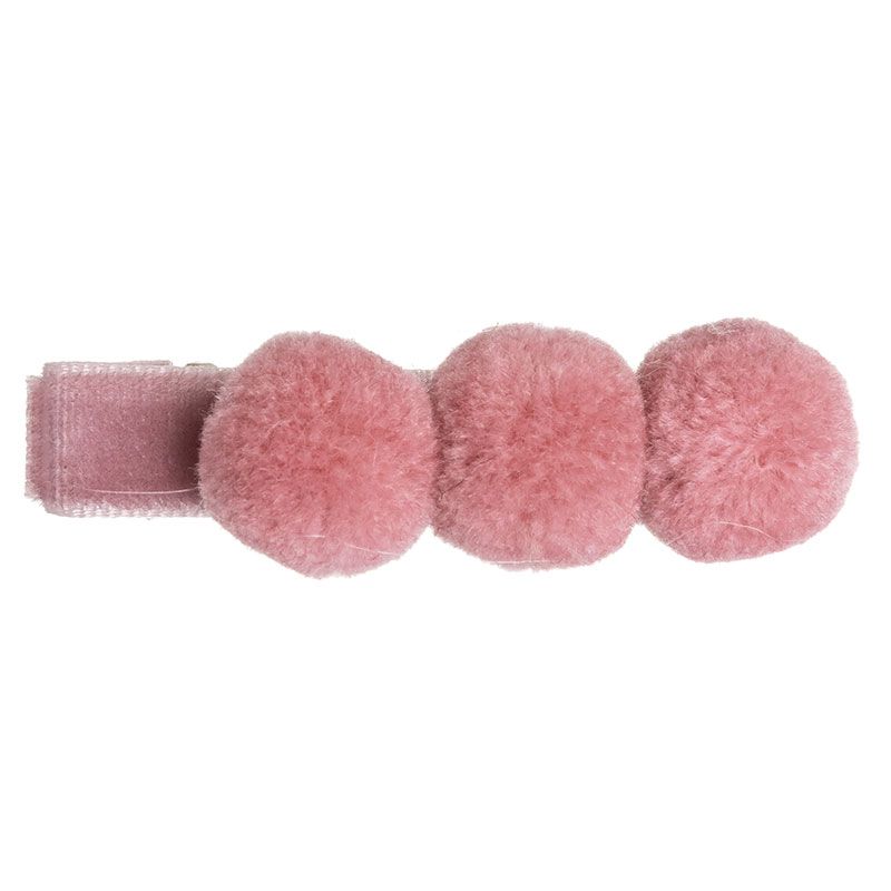 Velvet hair clip with 3 mini pompoms