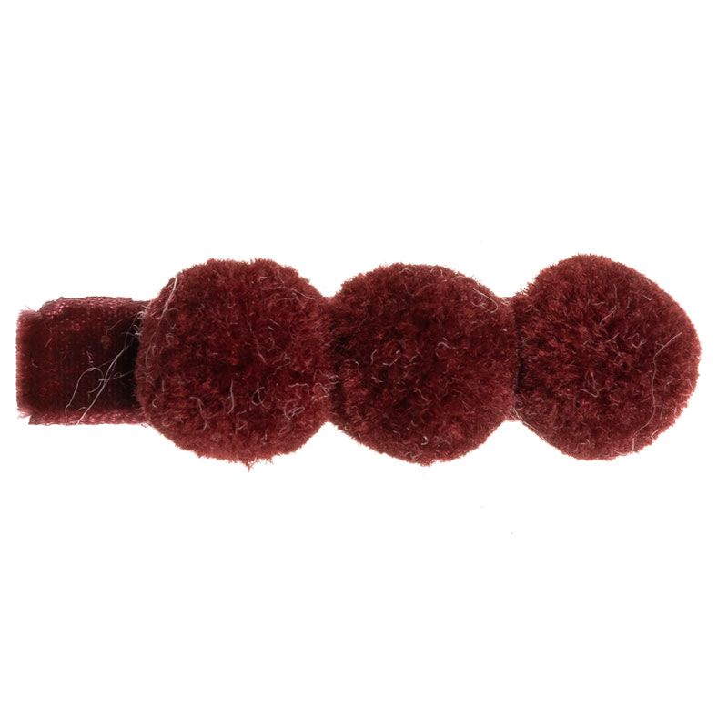 Velvet hair clip with 3 mini pompoms