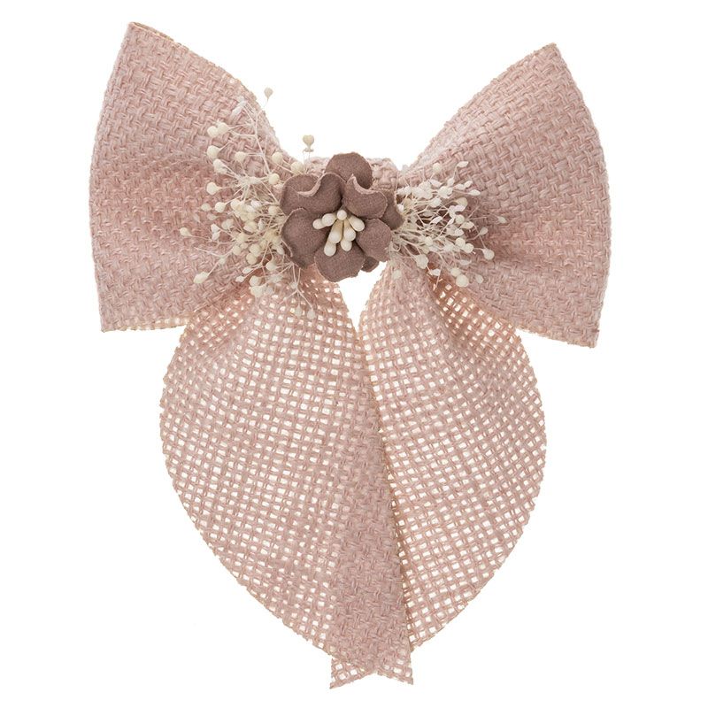 Haarspange – Leinen-Schleife Mini Floral