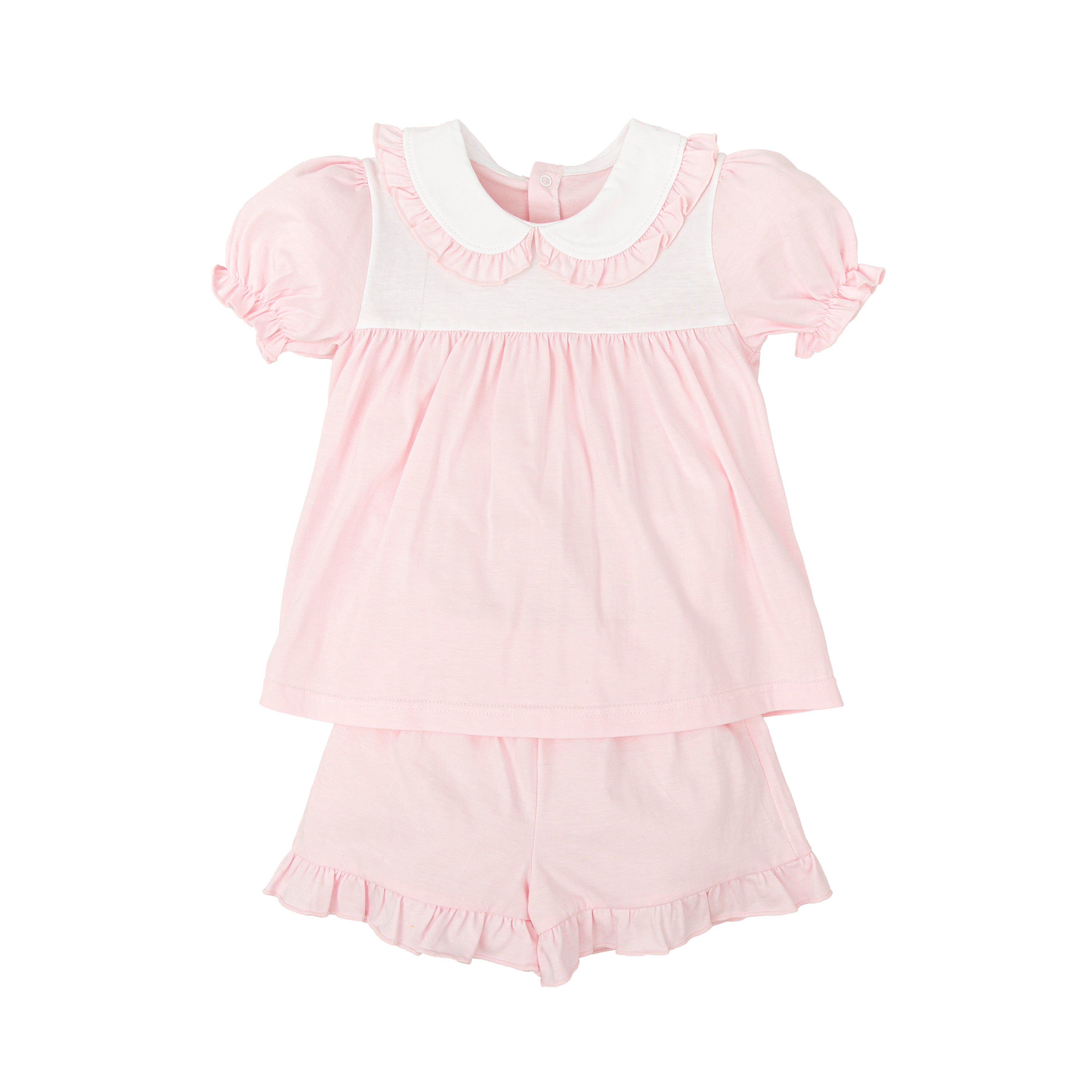 Pyjamas - Pink Frill Shorts Set