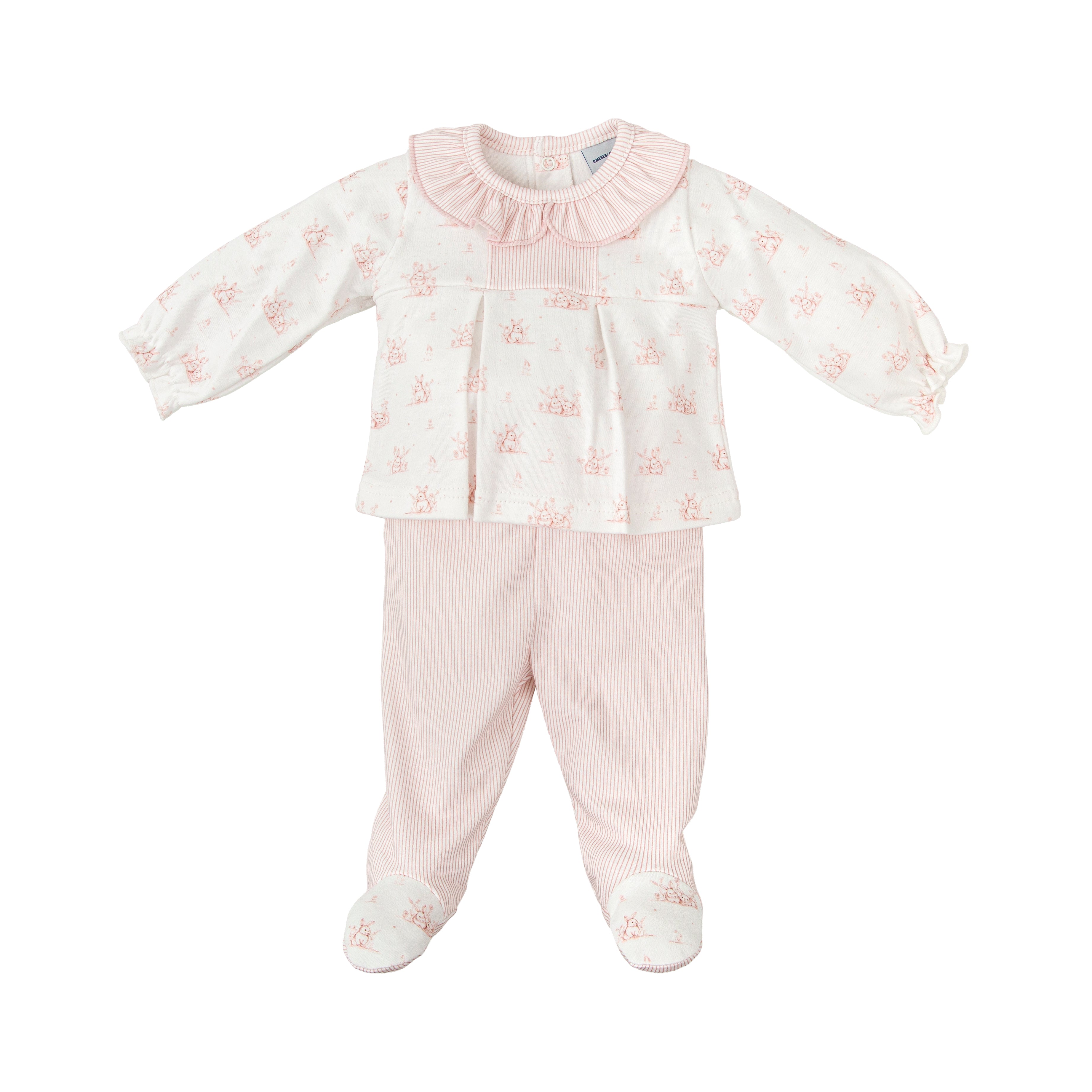 Two-Piece Set - Pink Garden Bunnies