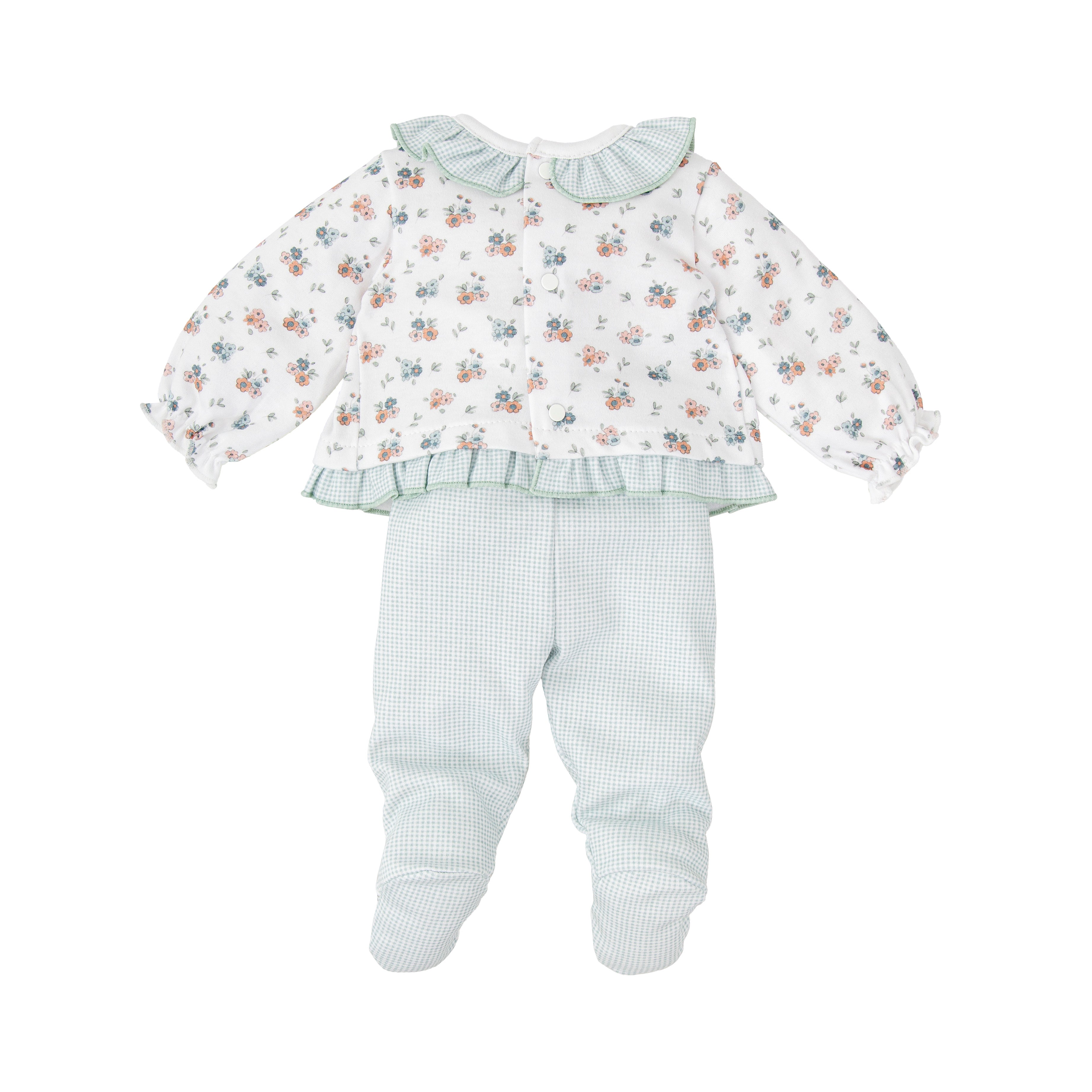 Zweiteiliges Set – Grün Kariert Blumenmuster