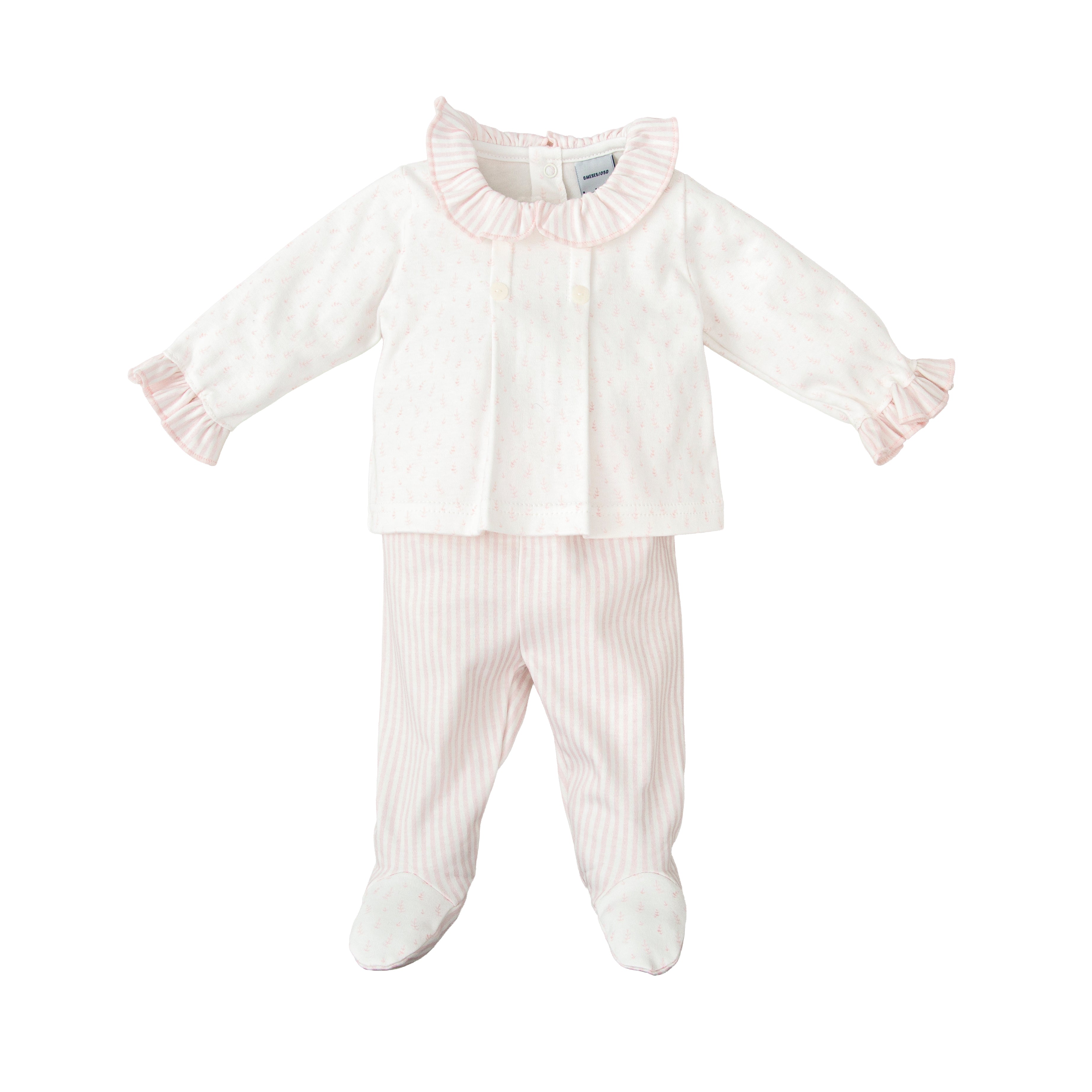 Two Piece Set - Pink Fern & Stripes