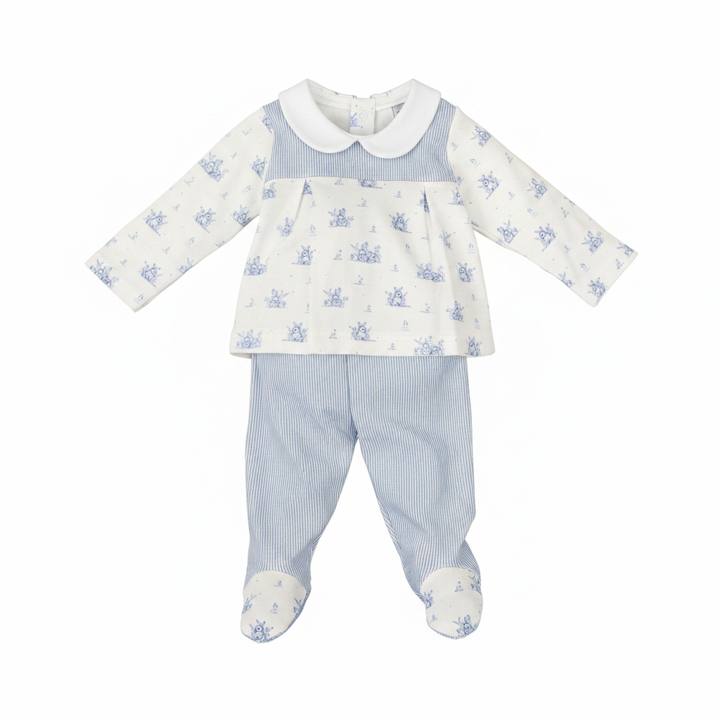 Two-Piece Set - Blue Garden Bunnies