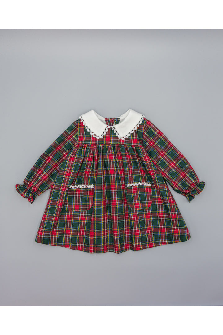 Dress- Red & Green Tartan with White Collar