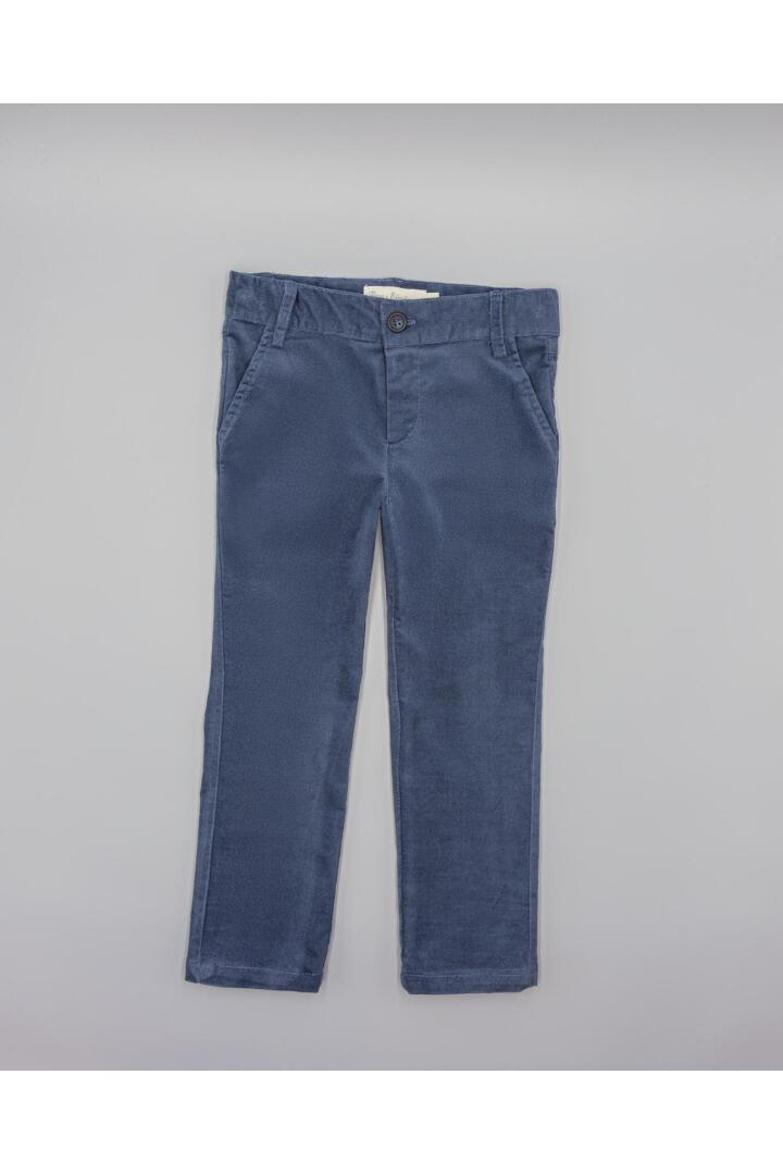 Trousers - Smooth Blue Corduroy with gathered hem