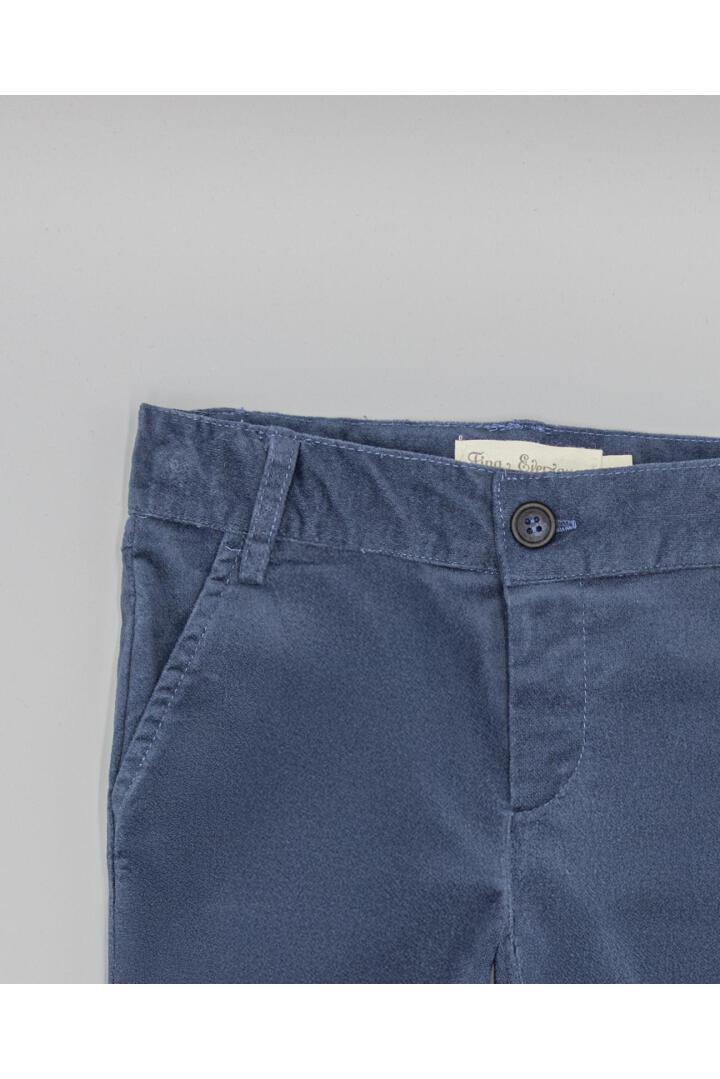 Trousers - Smooth Blue Corduroy with gathered hem