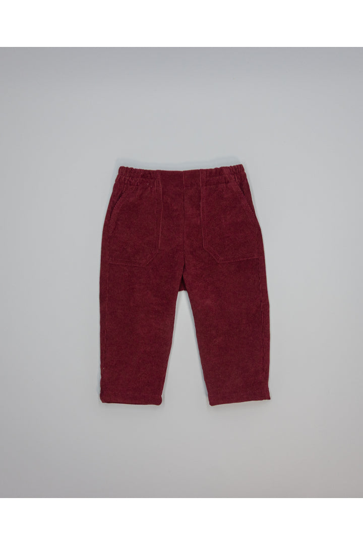 Trousers - Burgundy Corduroy with patch pockets
