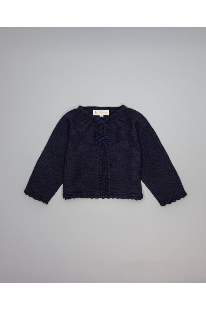 Cardigan - Navy Knit with Metallic Bows