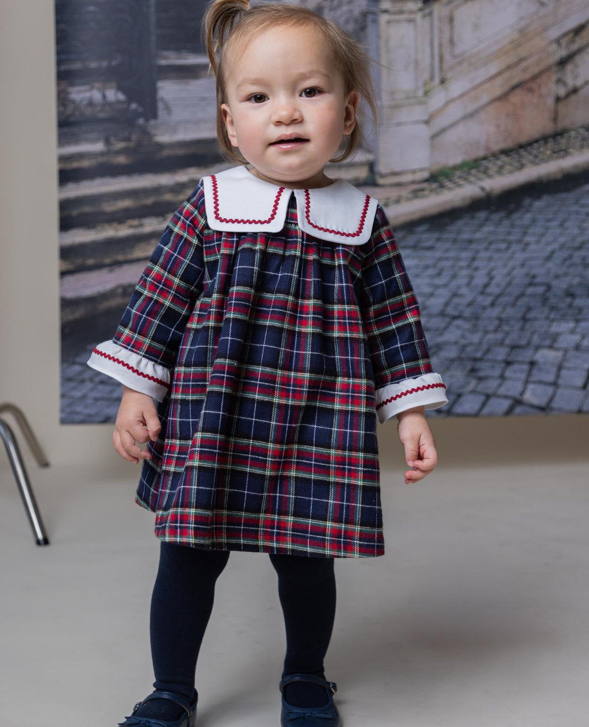 Dress - Burgandy & Navy Tartan - Over The Moon