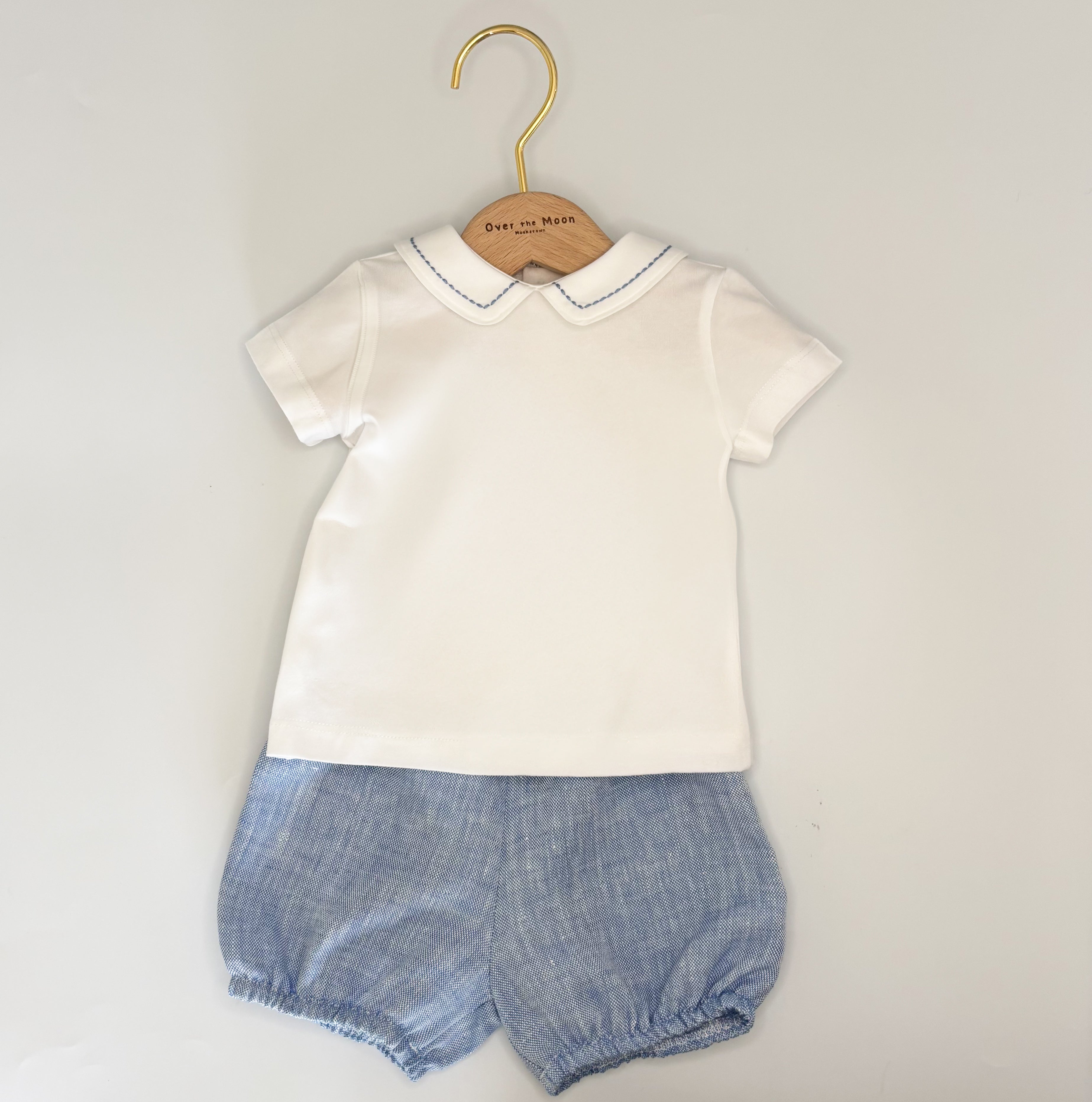 Zweiteiliges Set – Gino Blaue Bloomers & T-Shirt