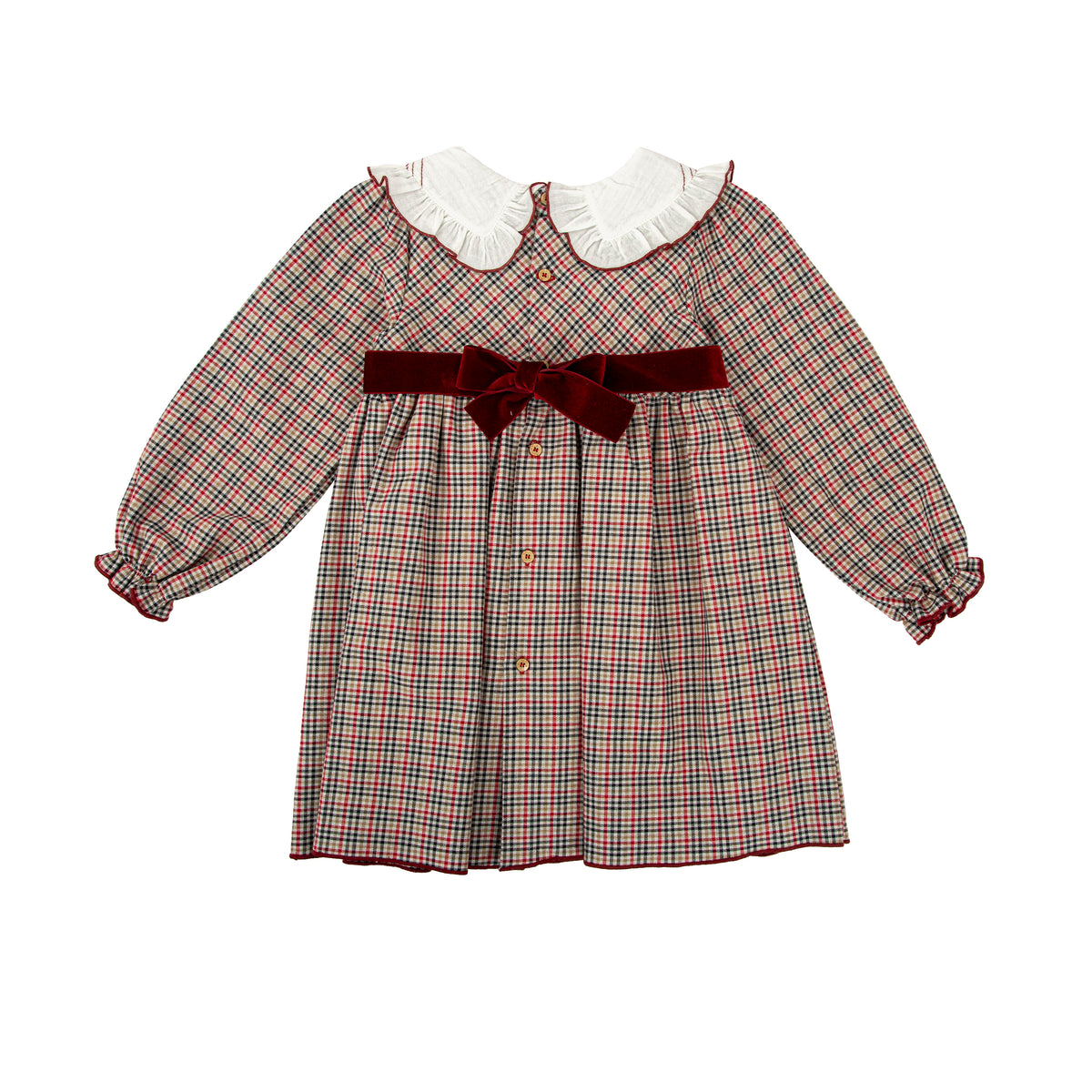 Dress - Copo Check with Velvet Bands