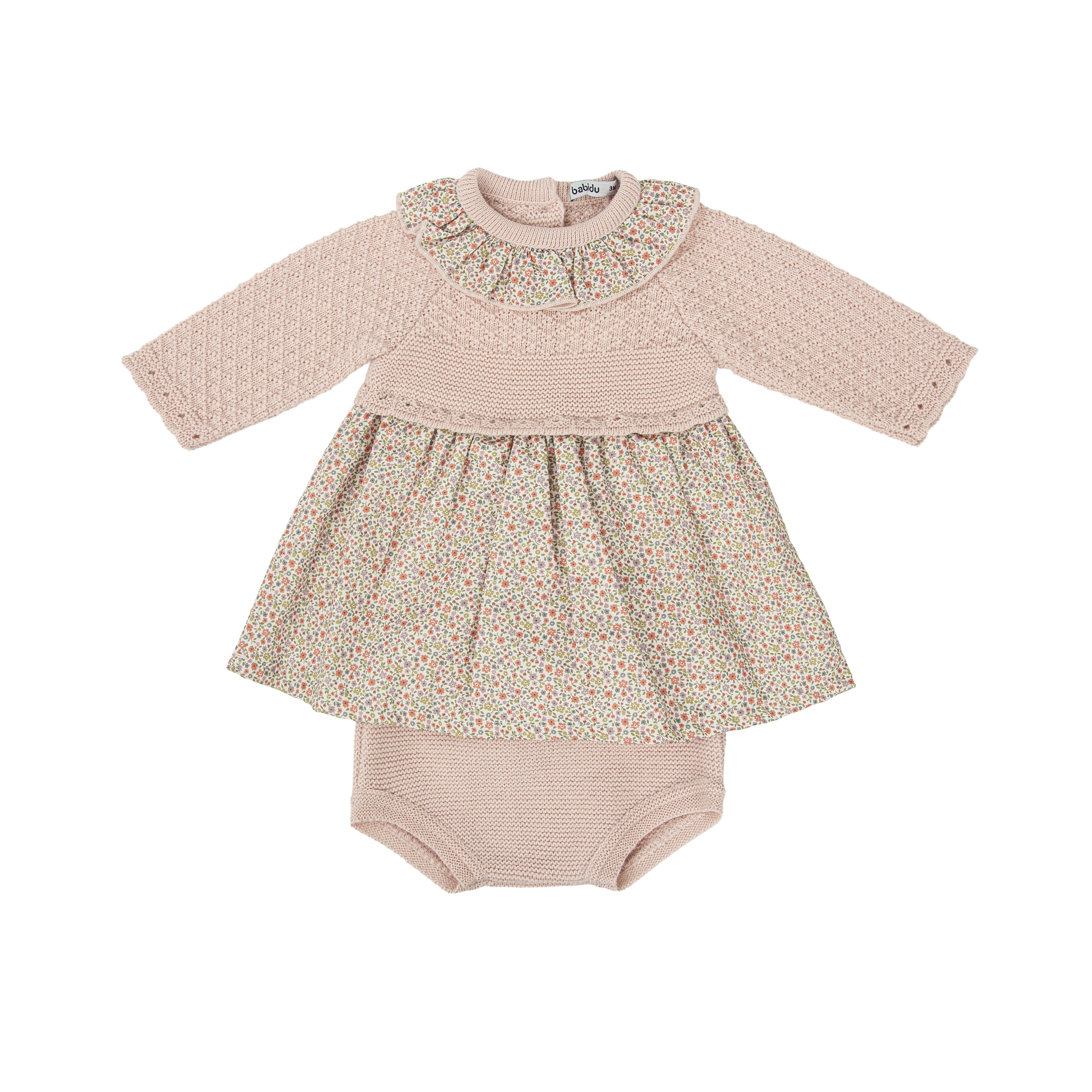 Dress - Old Rose knit & ditsy dress