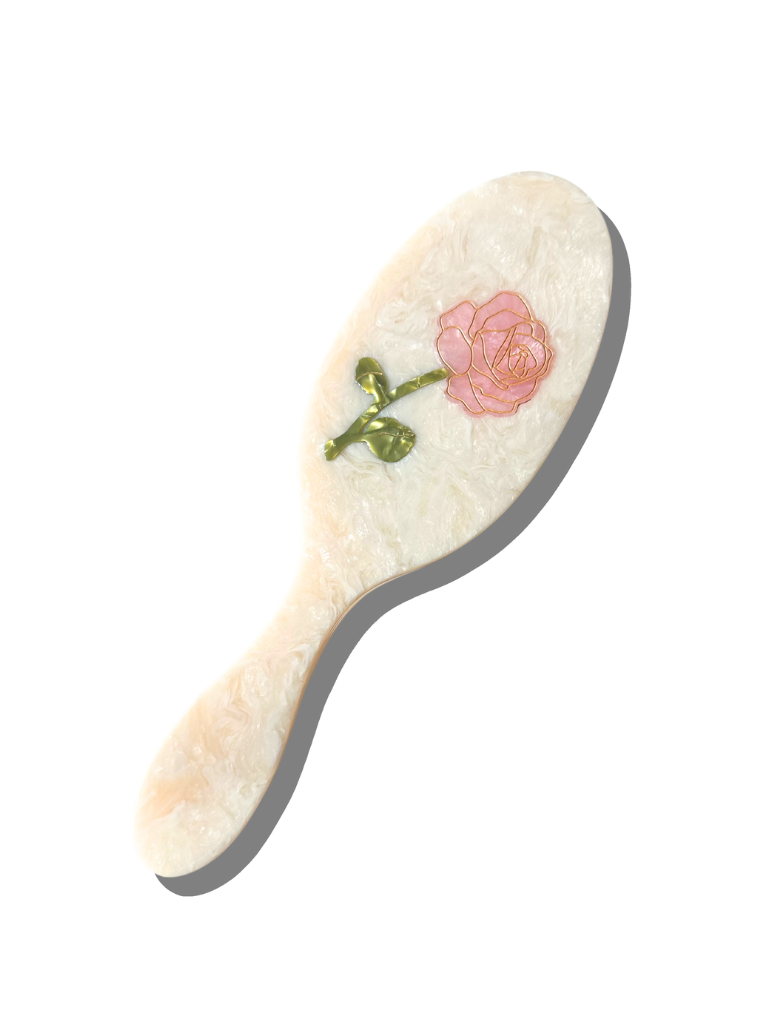 Handbemalte Haarbürste: Gartenrose