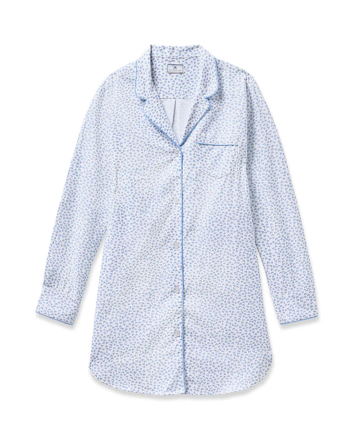 Damen Pyjama - Twill-Nachthemd Blaue Herzen