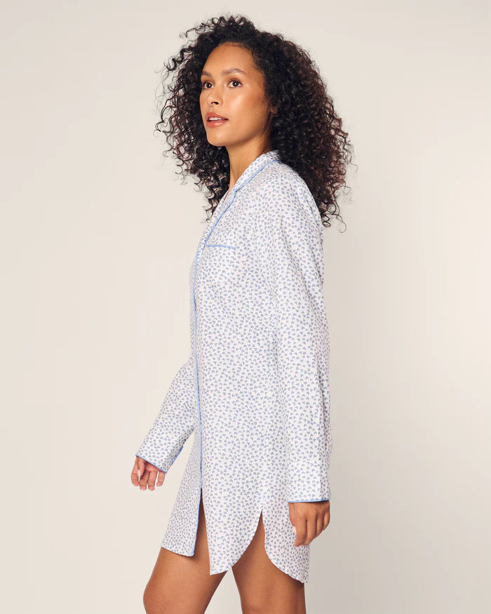 Damen Pyjama - Twill-Nachthemd Blaue Herzen