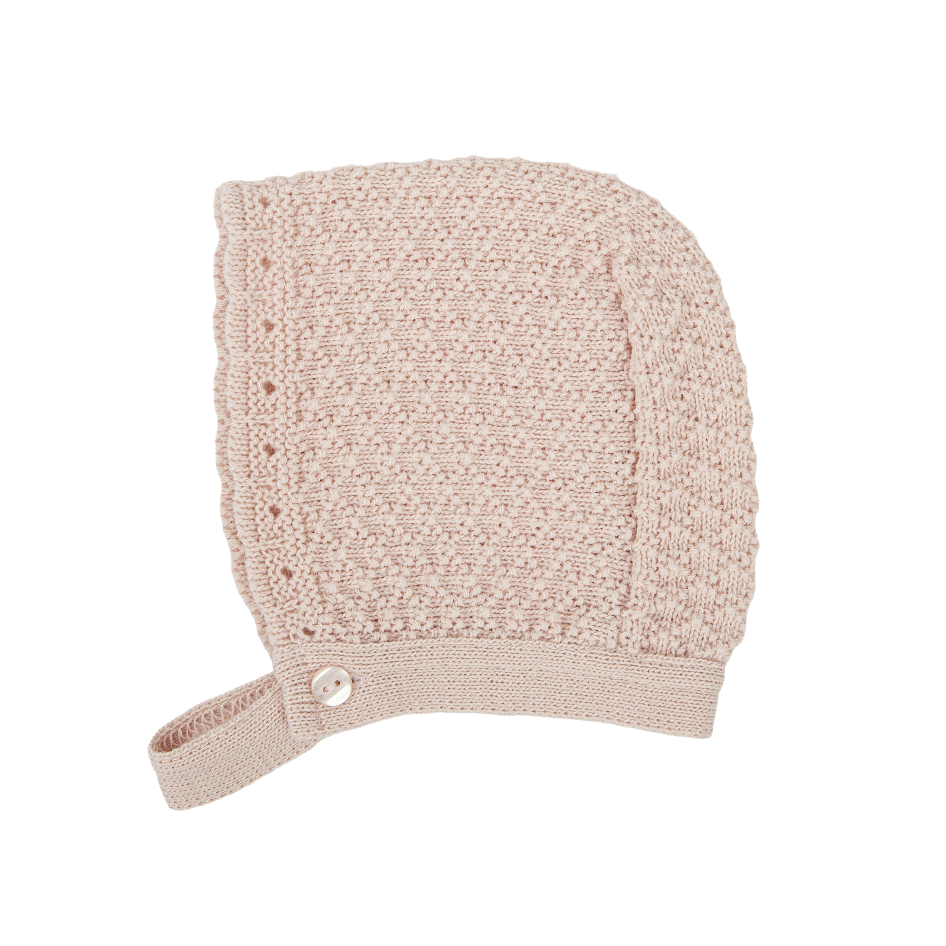 Knitted Set - Pale Pink Ditsy Frill & Bonnet