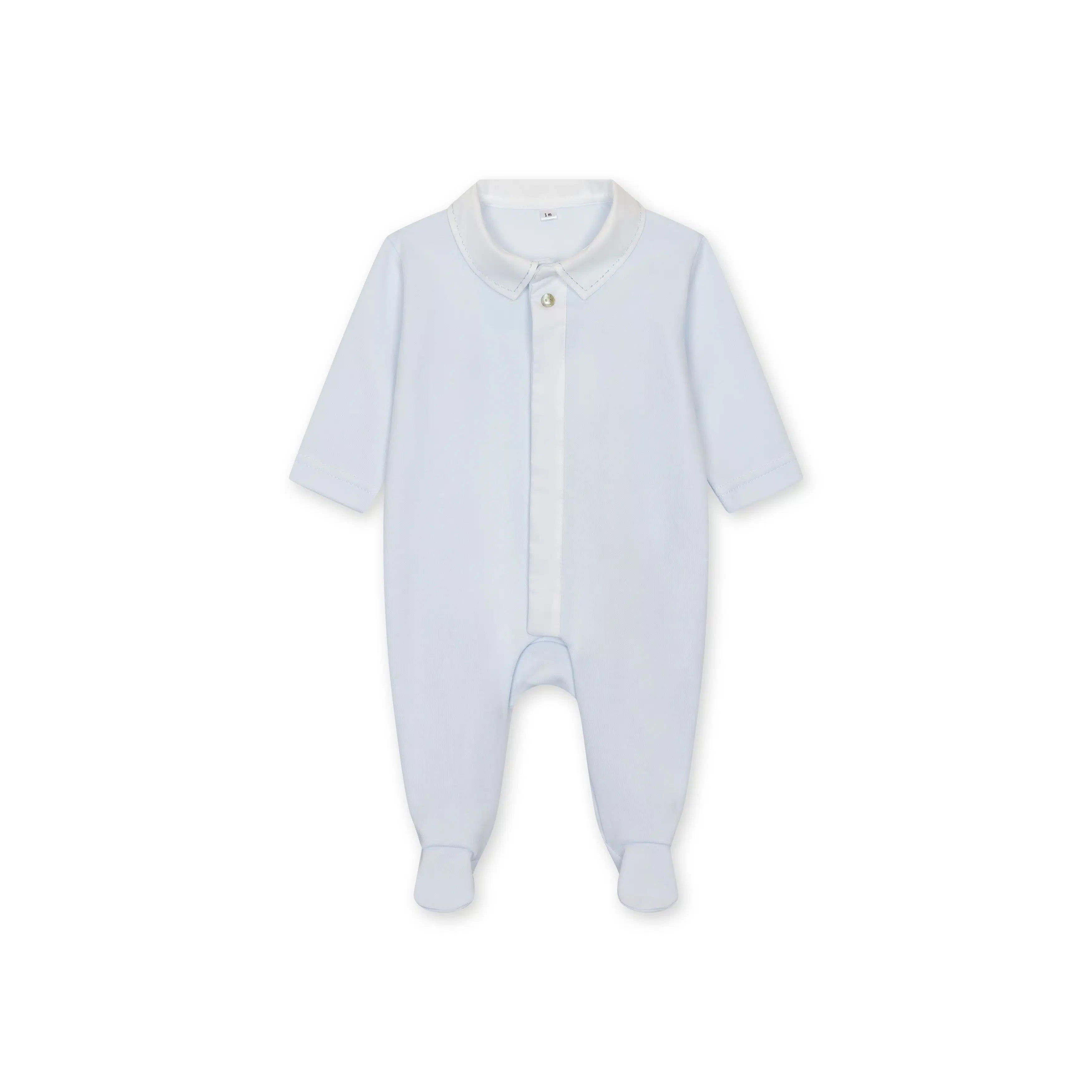 Baby-Schlafanzug mit Knopfstich-Peter-Pan-Kragen, Blau