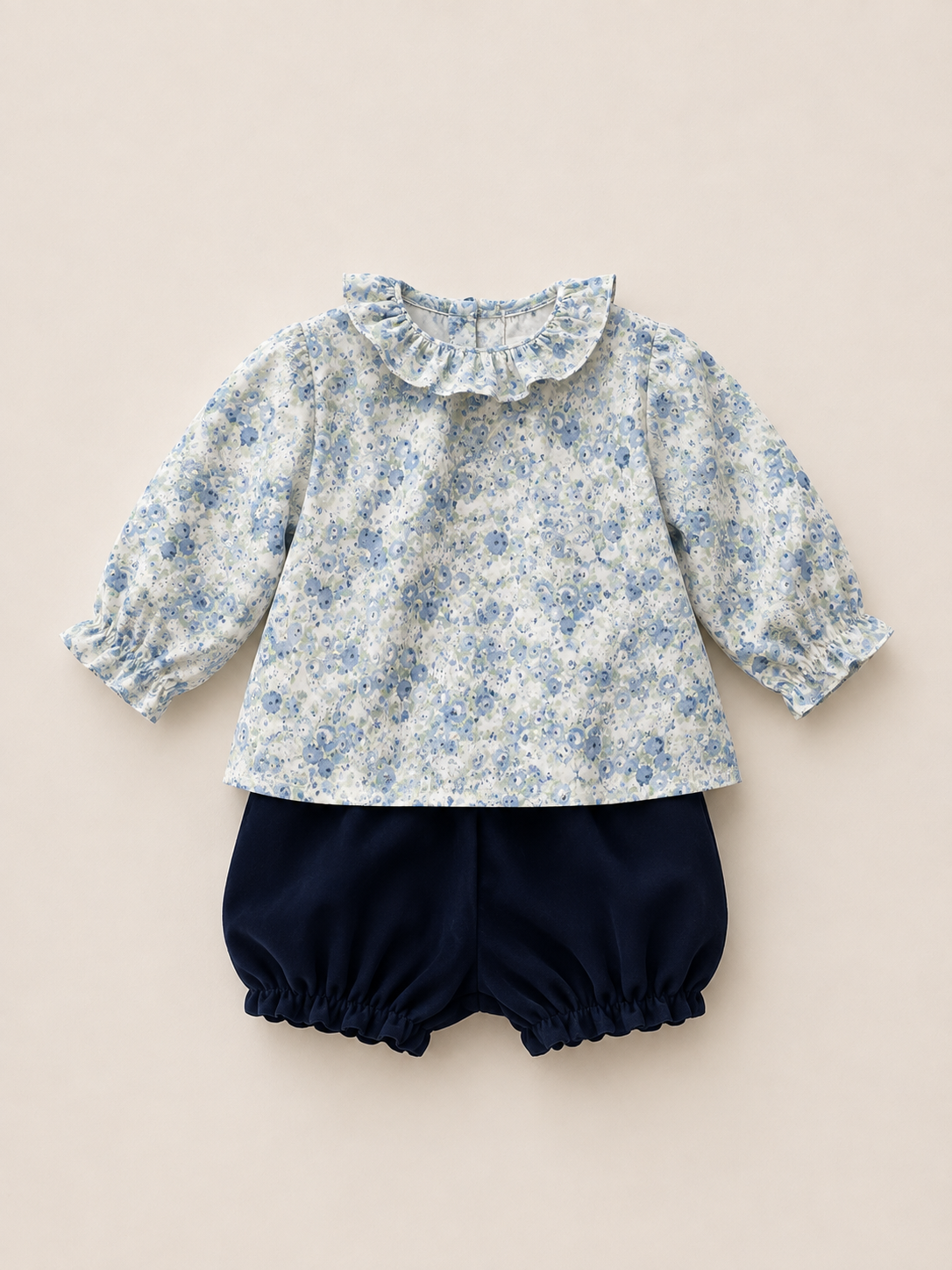 Sissy Set - Navy Velvet & Blue Blouse