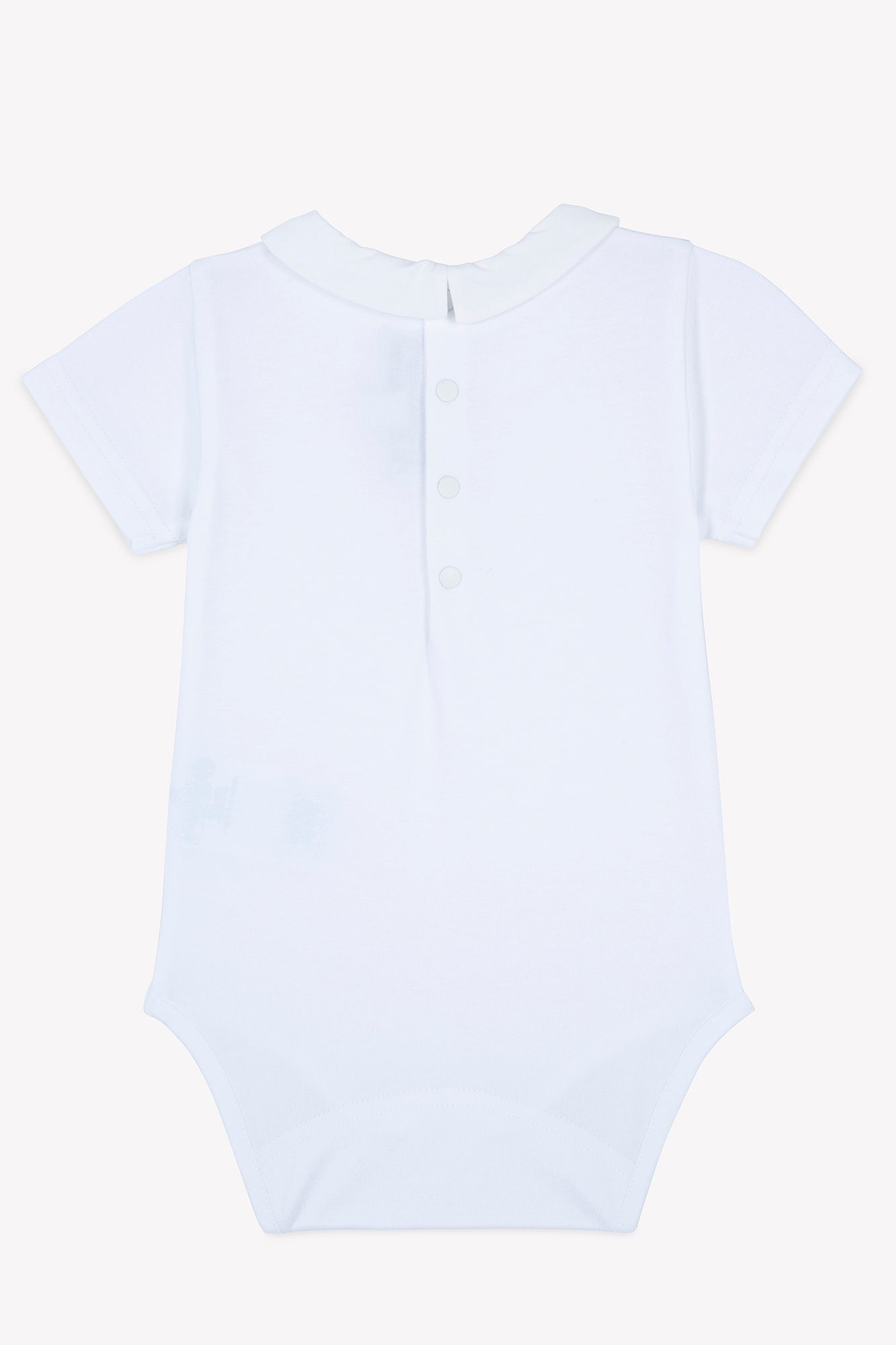 Bodysuit - White Embroidery Ocean Aqua / 6M