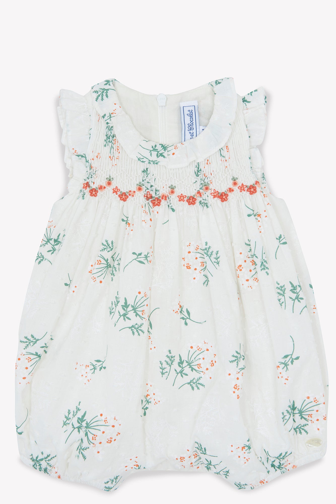 Romper - White Smock Print Flowery White / 3M