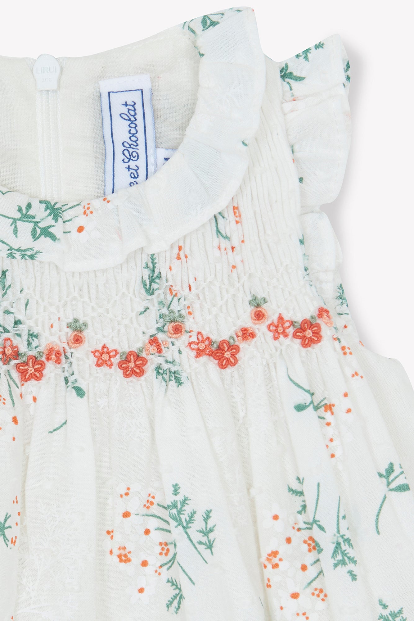 Romper - White Smock Print Flowery White / 3M