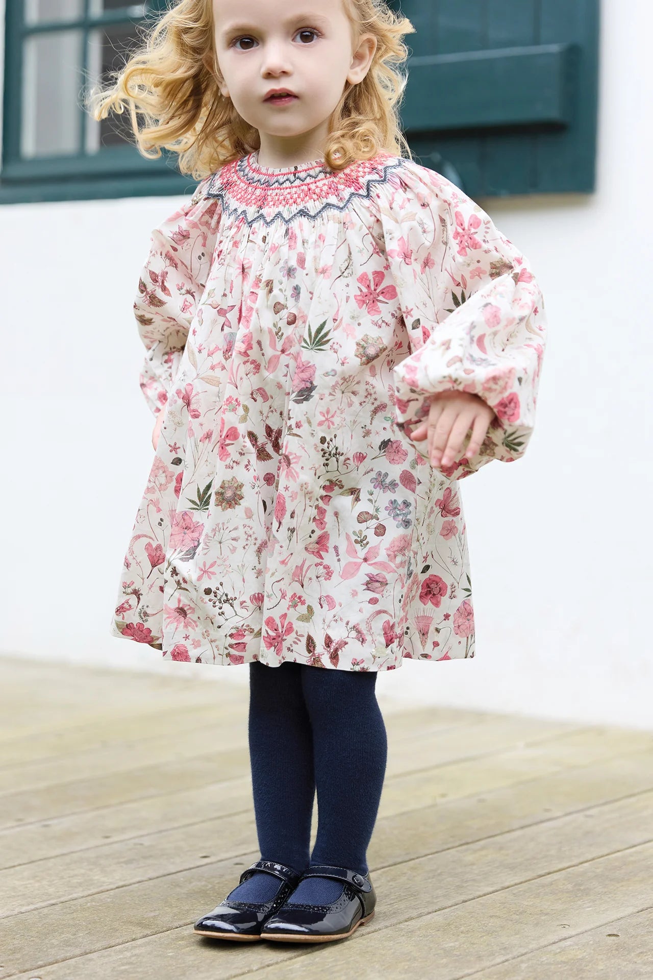 Dress - Red Floral Smocked Liberty
