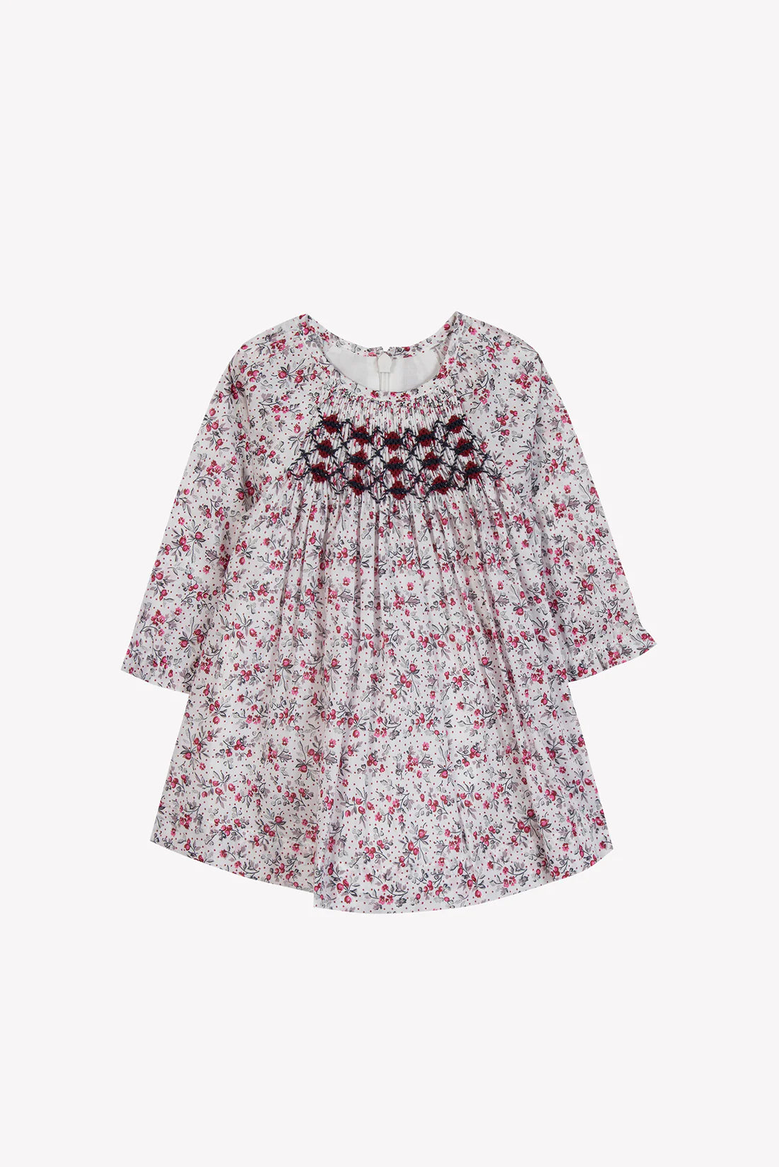 Dress - Red/Navy Floral Smocked