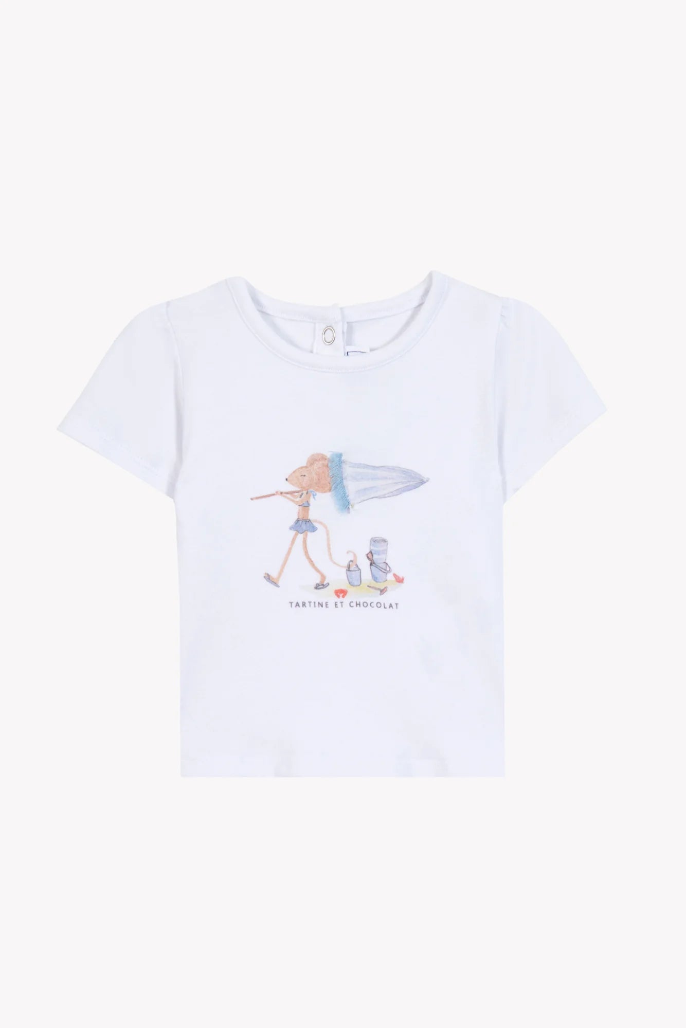 T-Shirt – Weißes Illustration Maus Strand