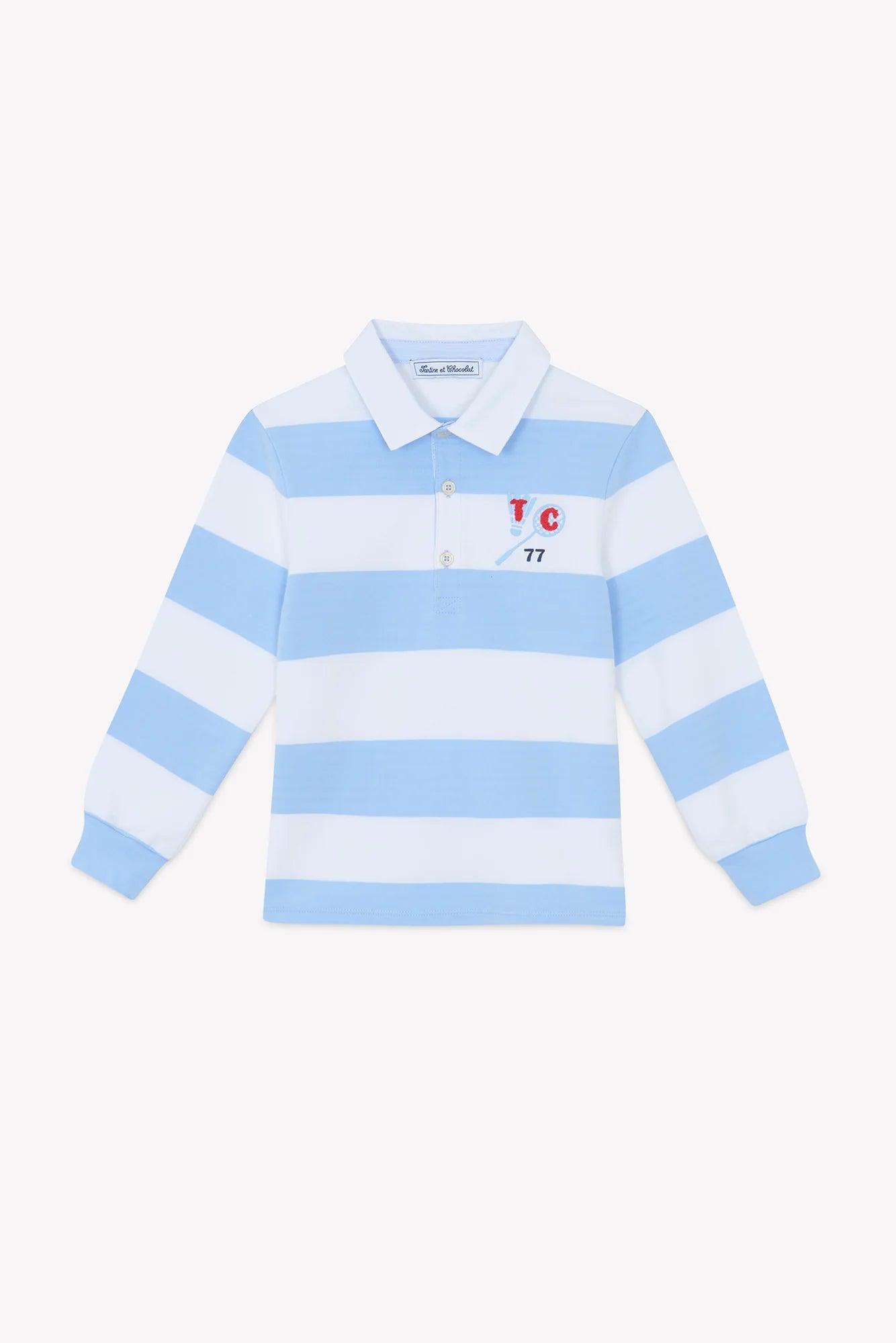 Polohemd – Blaue Baumwollstreifen Blauer Himmel