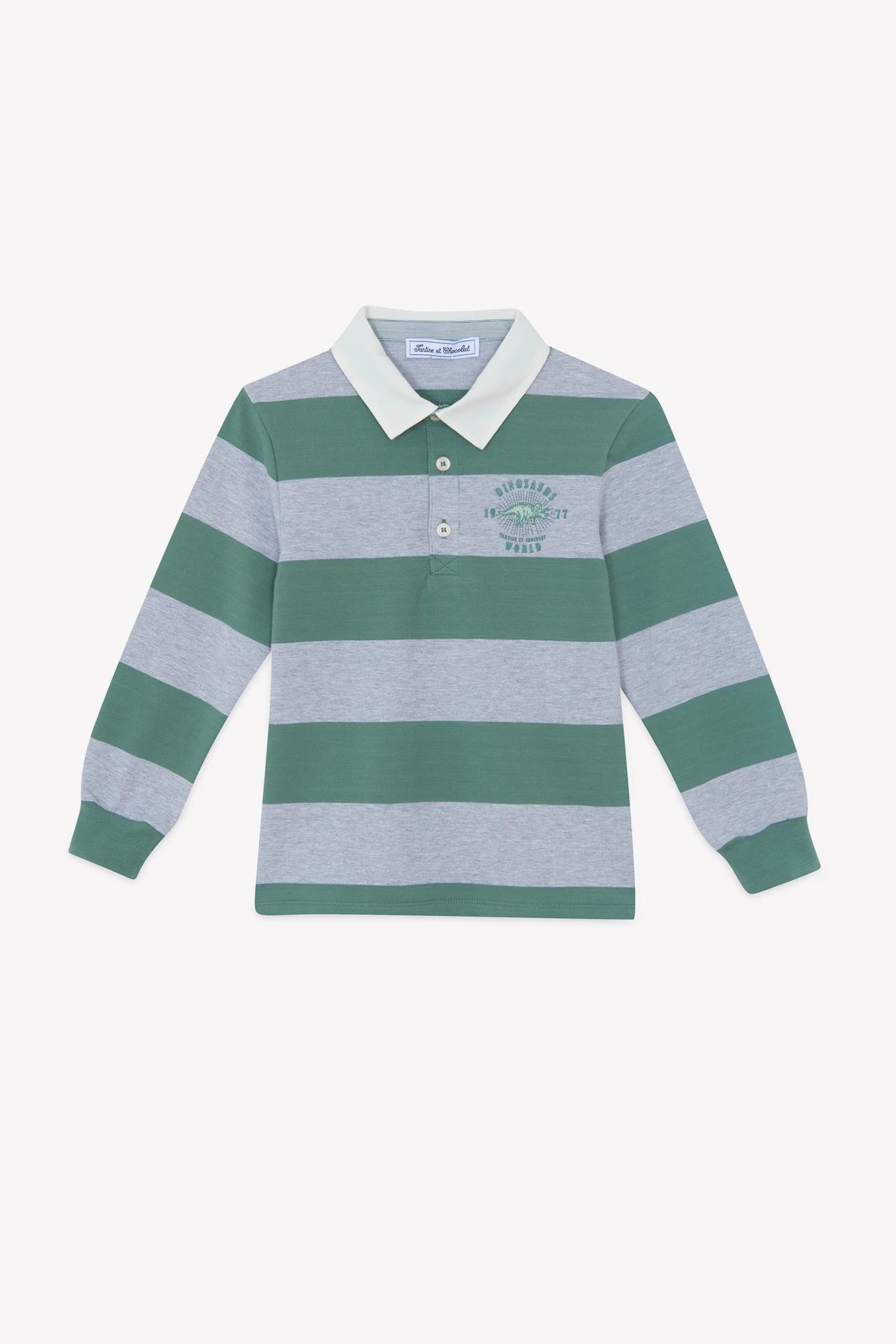 Polo-Shirt – Khakifarbene Baumwollstreifen