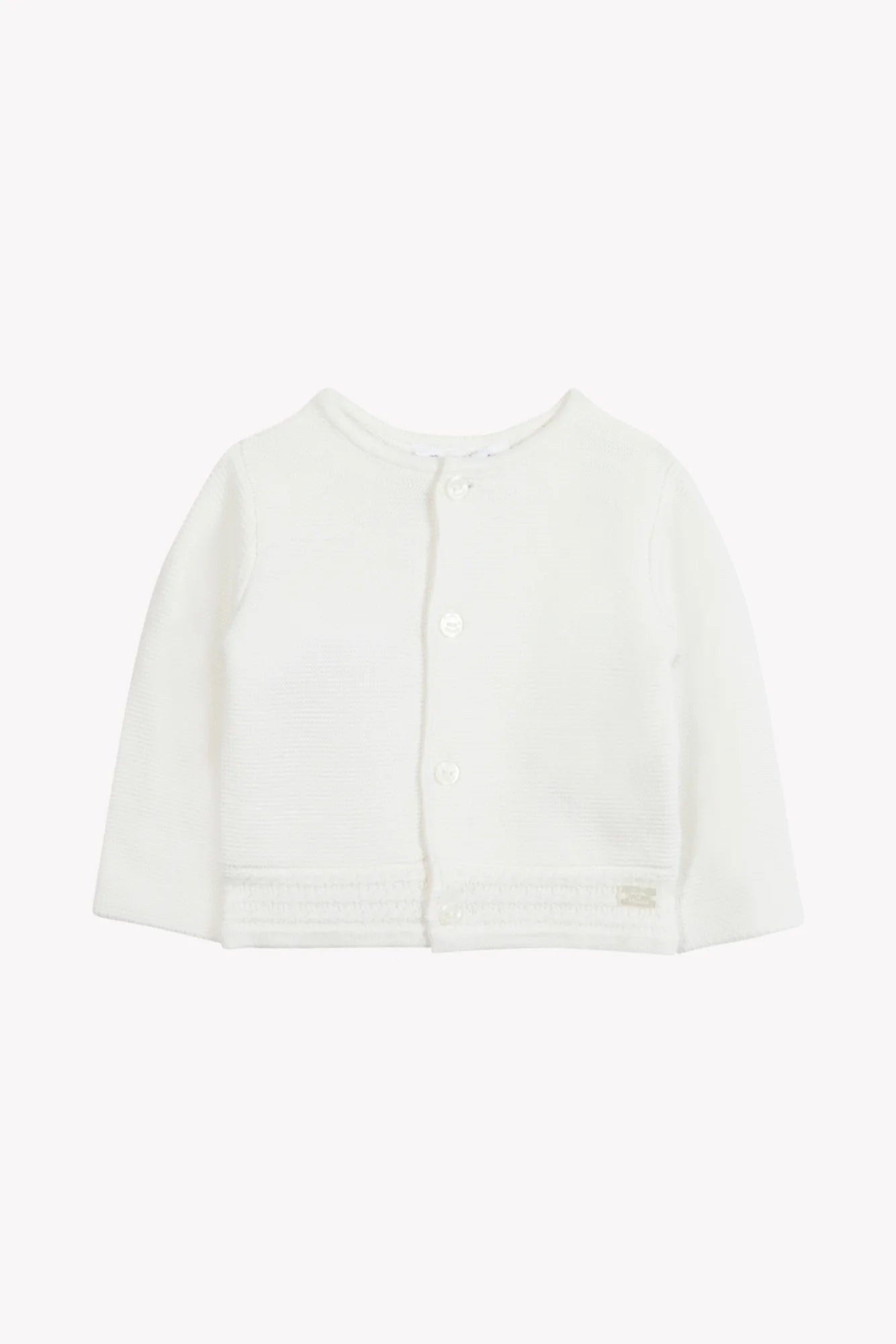 Cardigan – Ecrufarbene Baumwolle mit Paspelierung