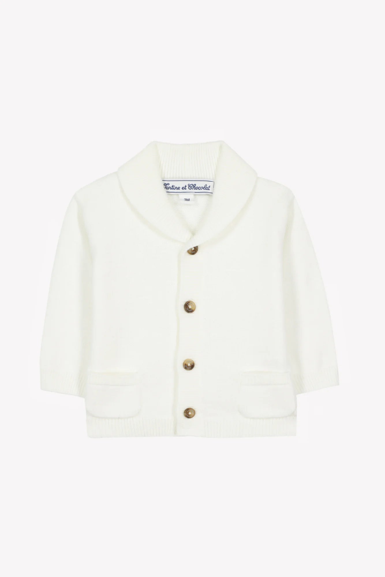 Cardigan - Ecru Cotton Shawl Collar