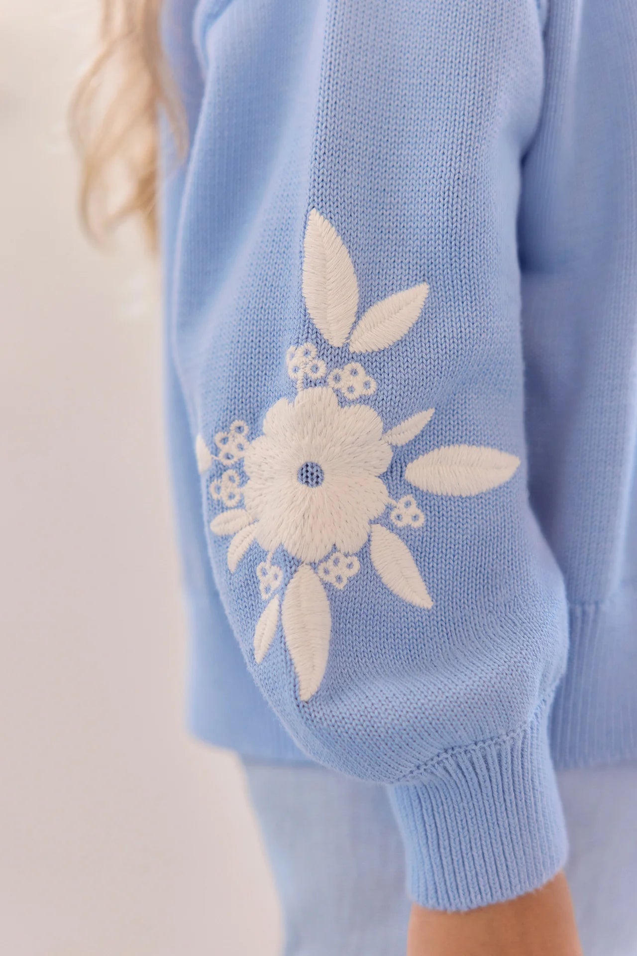 Cardigan - Azure Floral Embroidery
