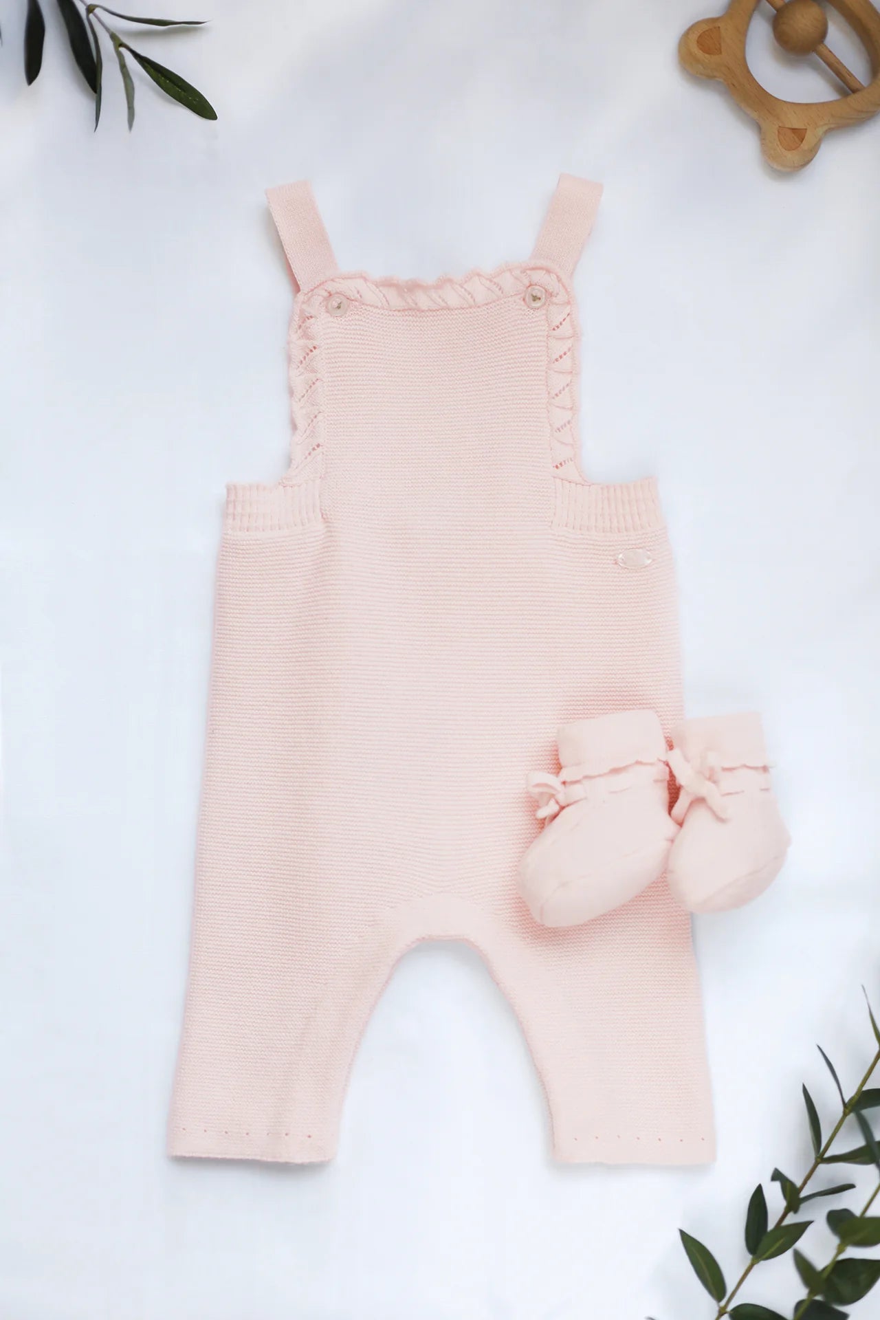 Latzhose – Rosa Baumwolle mit Paspel