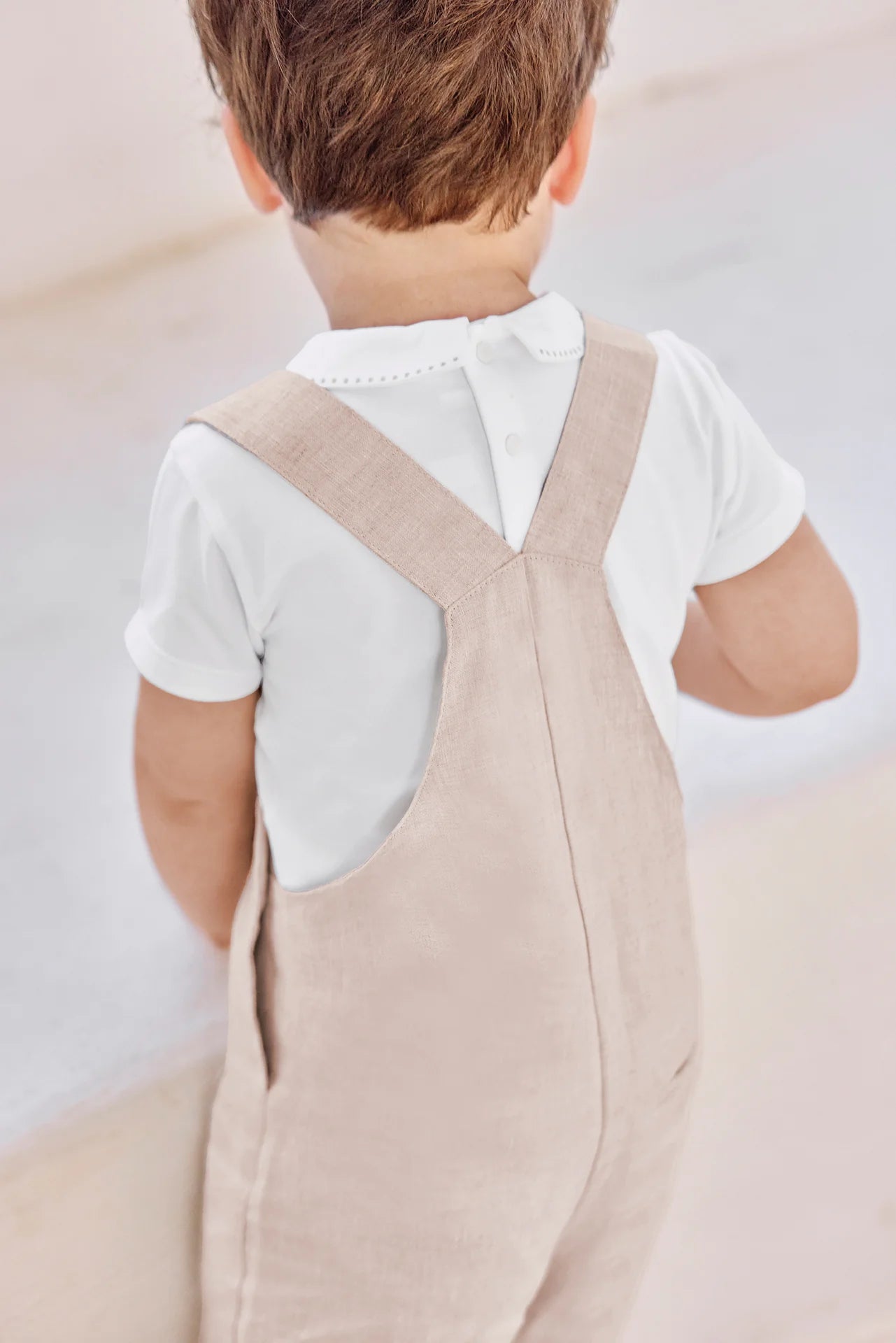 Short Dungarees-Sand Linen