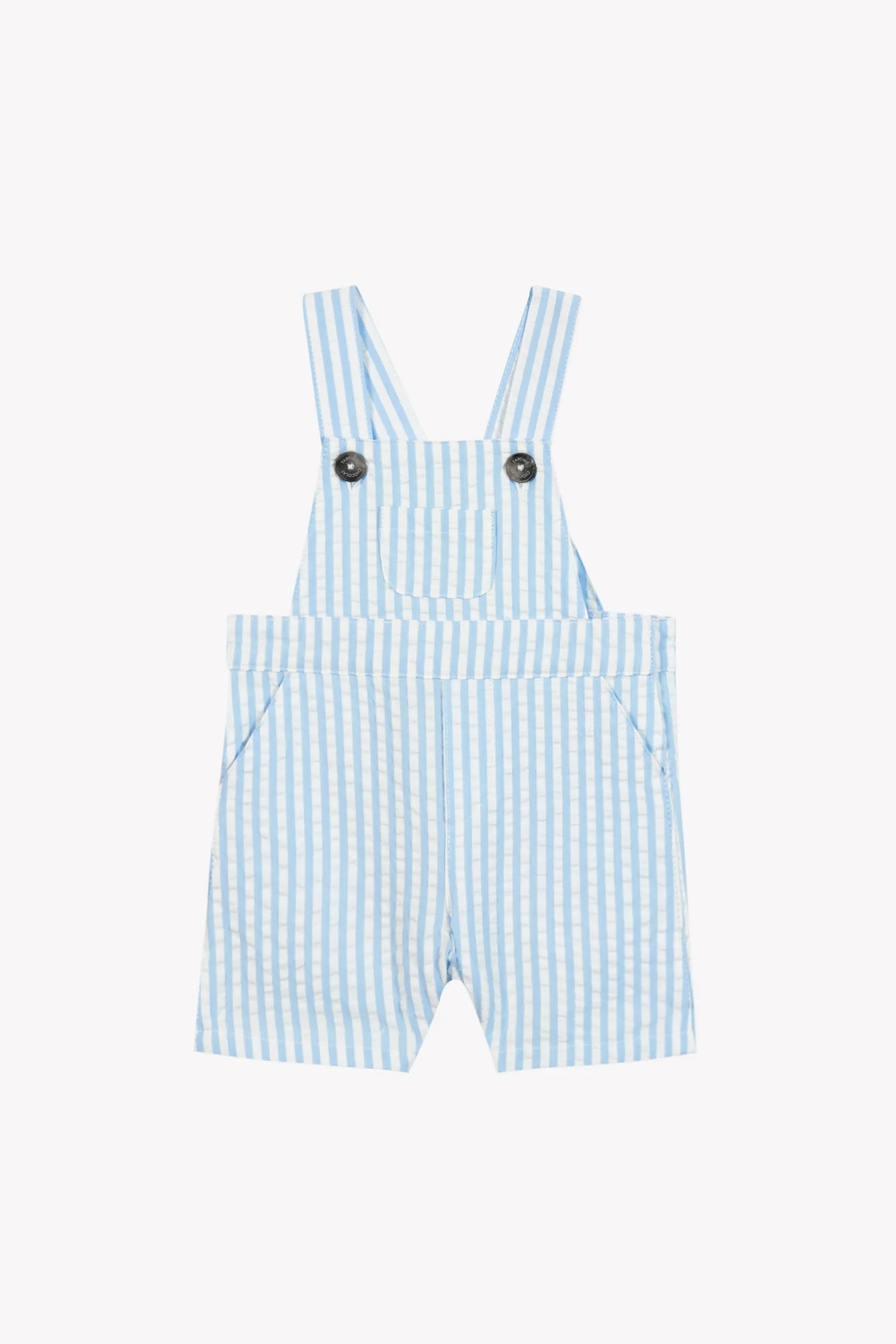 Kurze Latzhose – Wolkenblaue Baumwollstreifen