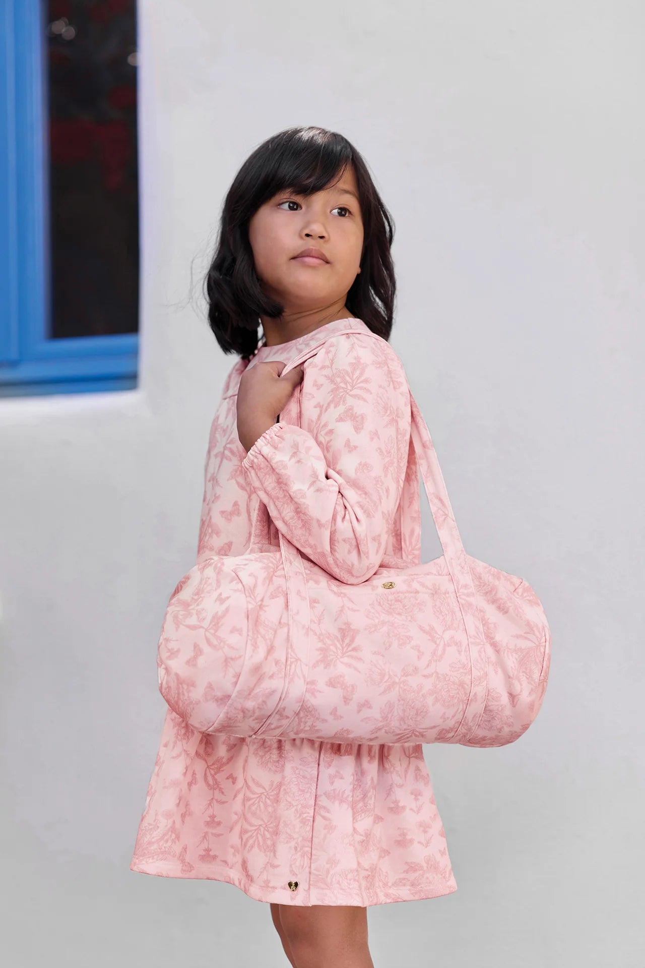 Bag-Pink Cotton Print Inspired By Toile De Jouy