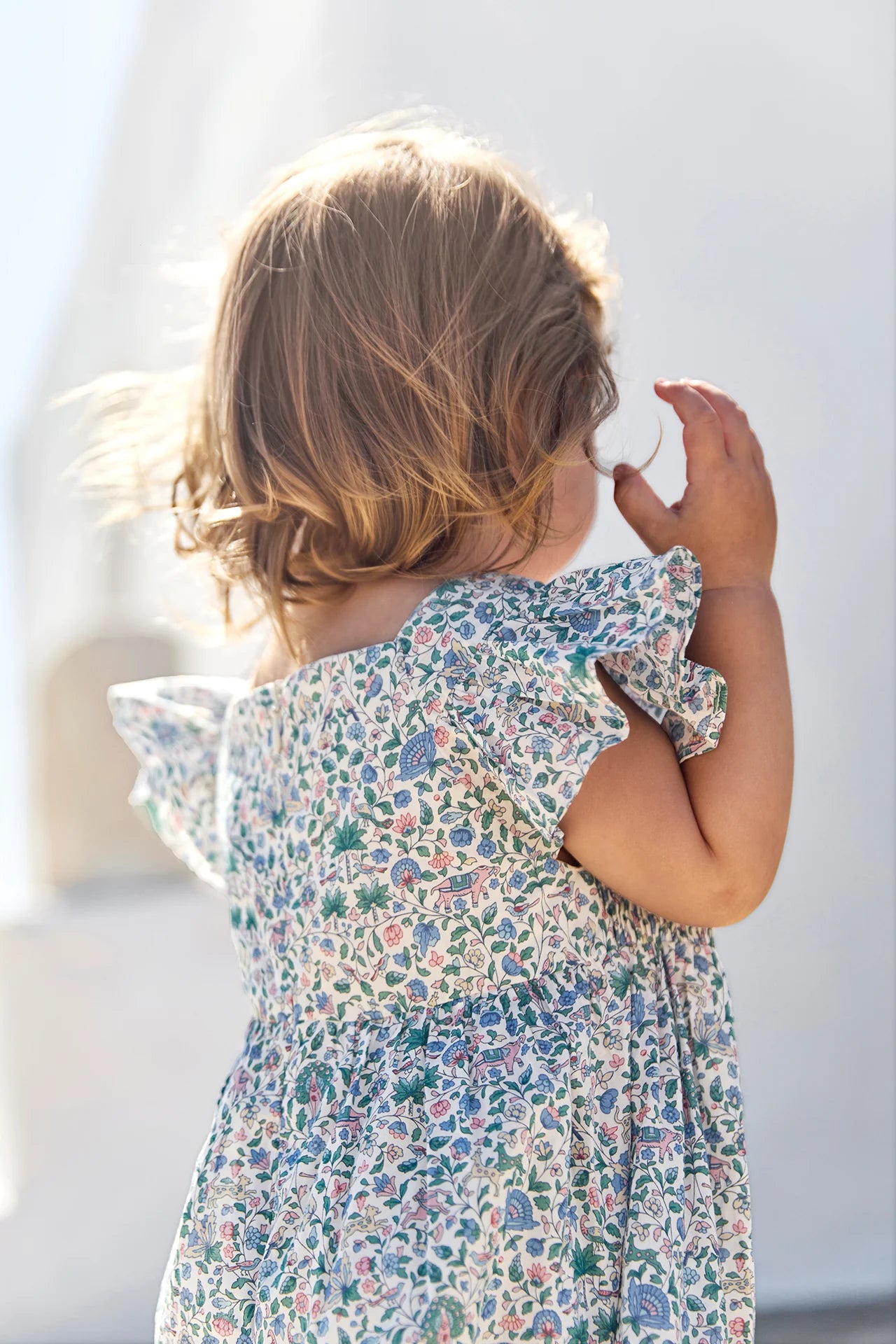 Langer Overall - Blauer Liberty-Print-Stoff
