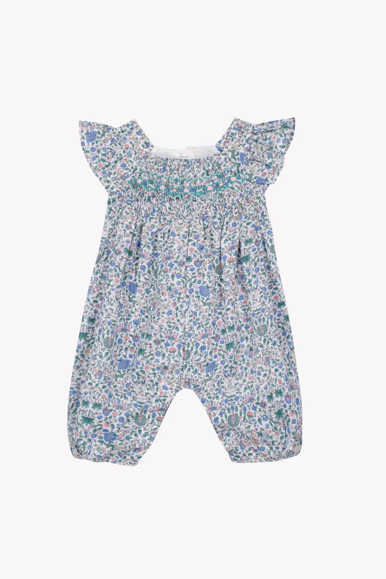 Langer Overall - Blauer Liberty-Print-Stoff