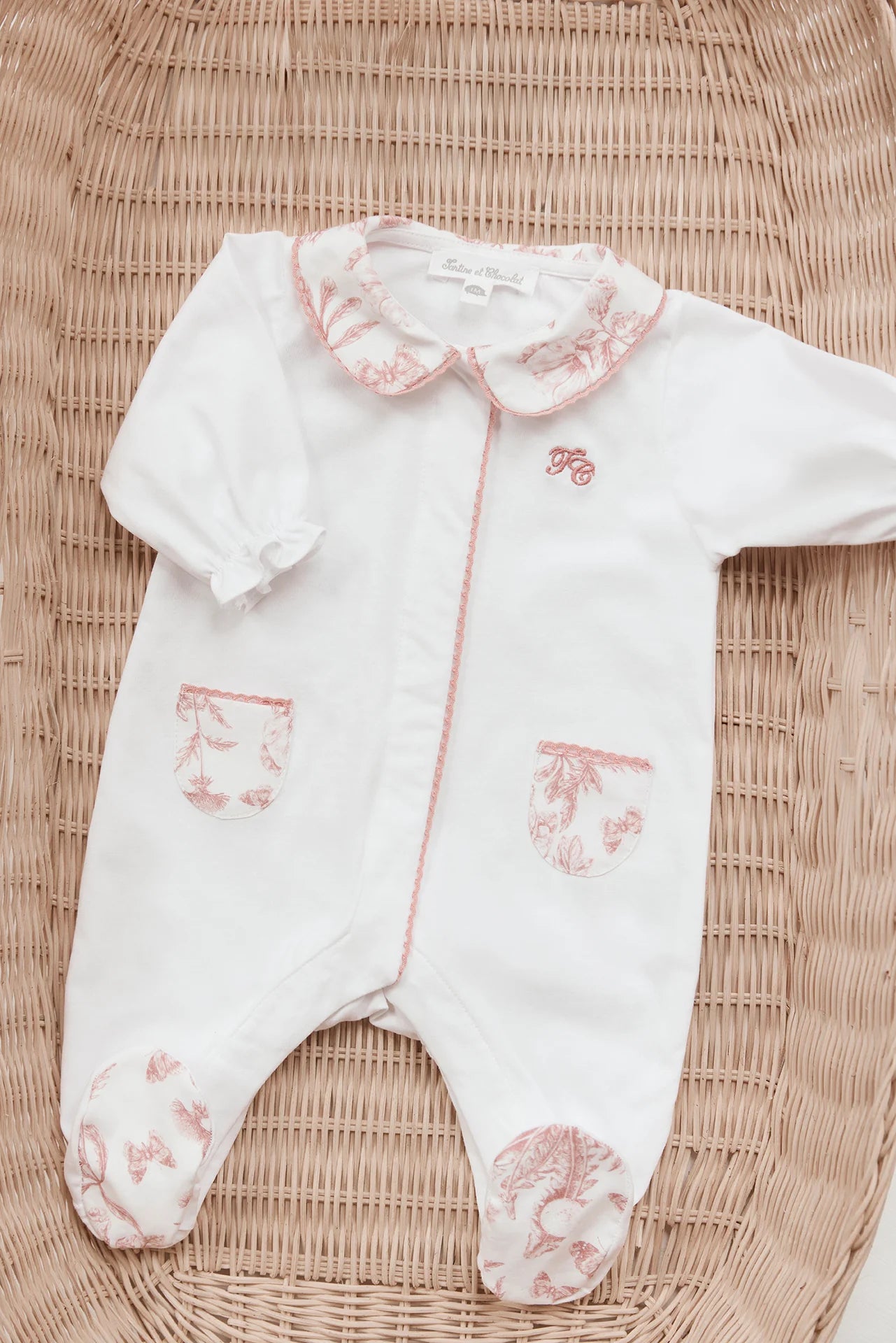Babygrow - Terracotta Toile De Jouy Print
