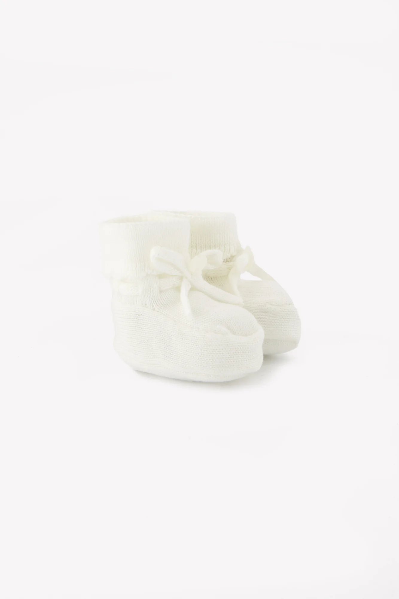 Booties - Ecru Melange mit Schleife