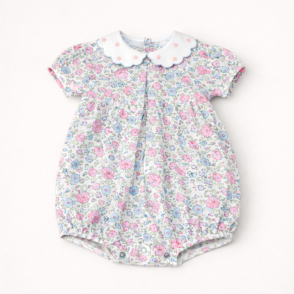 Strampler – Liberty-Muster Pink & Immergrün