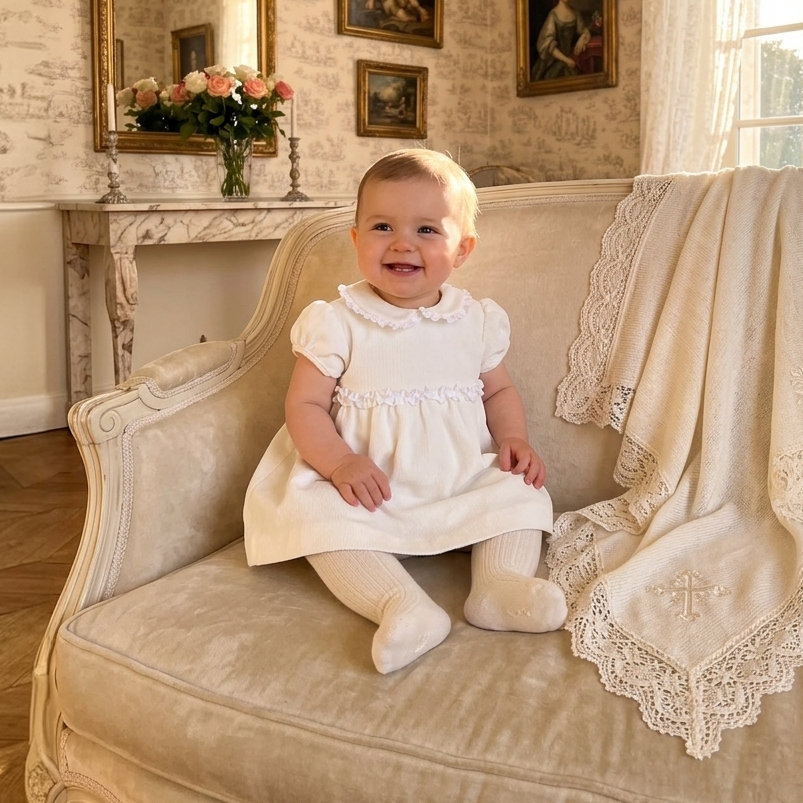 Dress - Ruffled Clivietta Pearl White - Over The Moon
