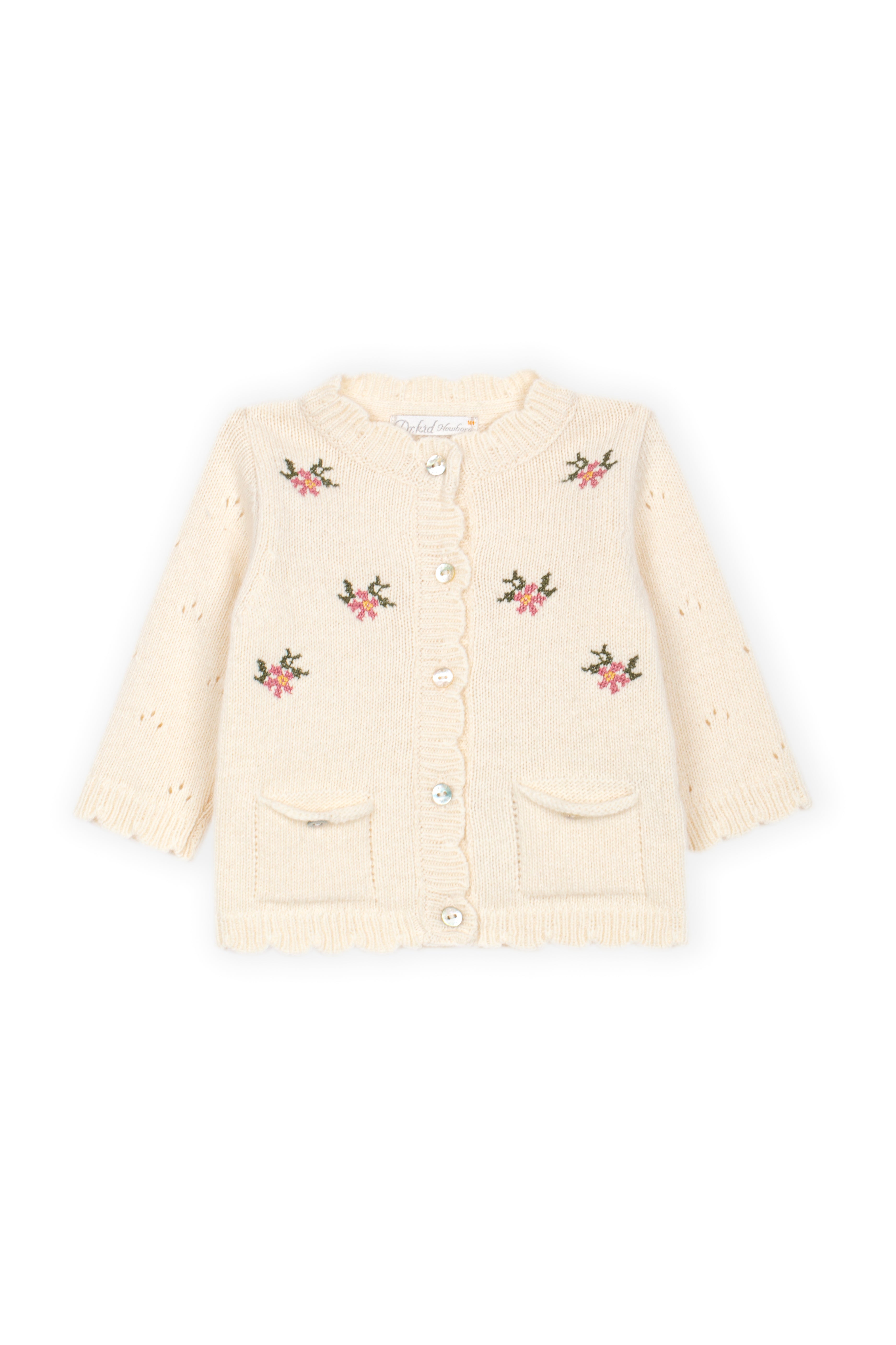 Cardigan - Ivory Knit with Winter Flower