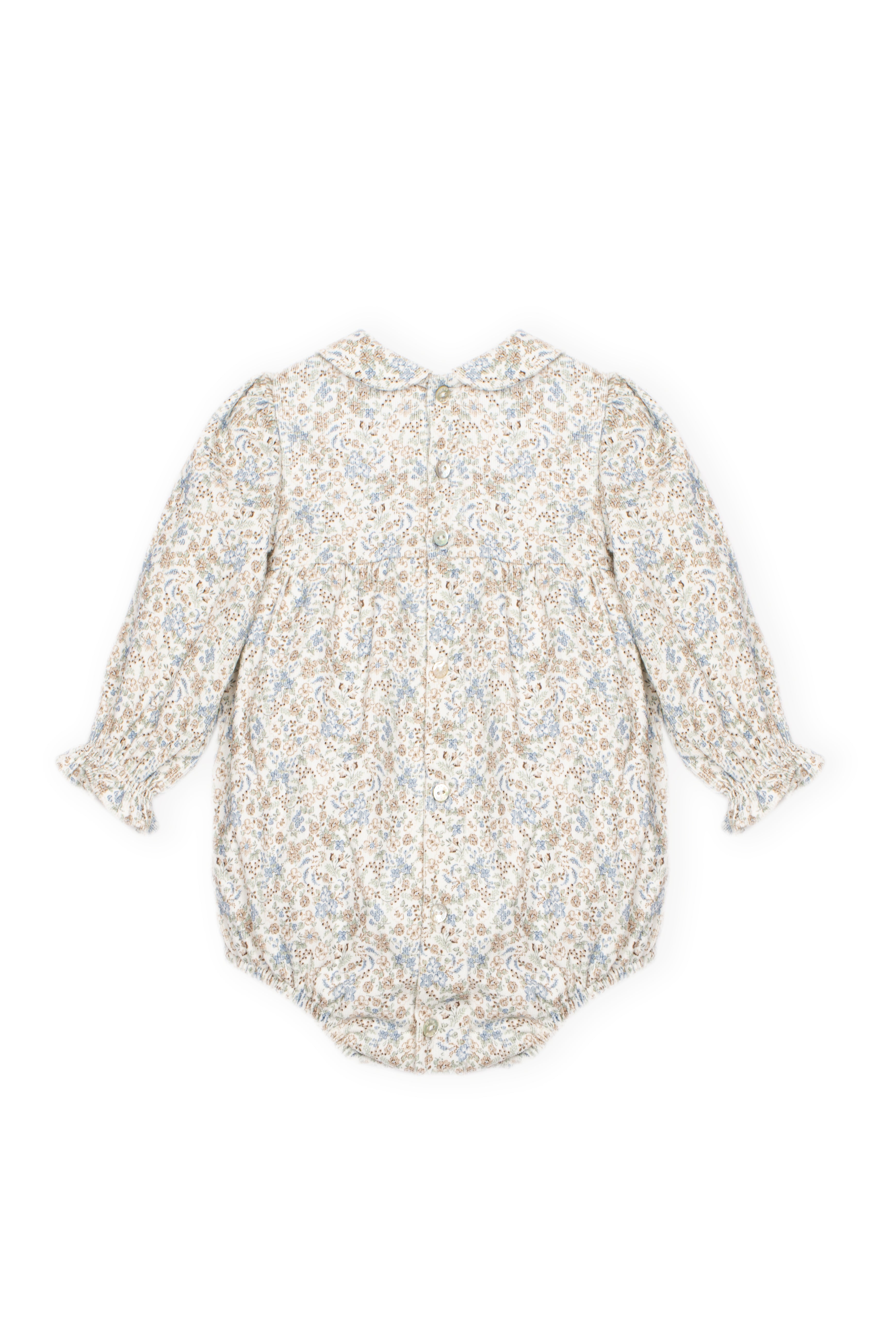 Romper - Pale Blue Floral Corduroy