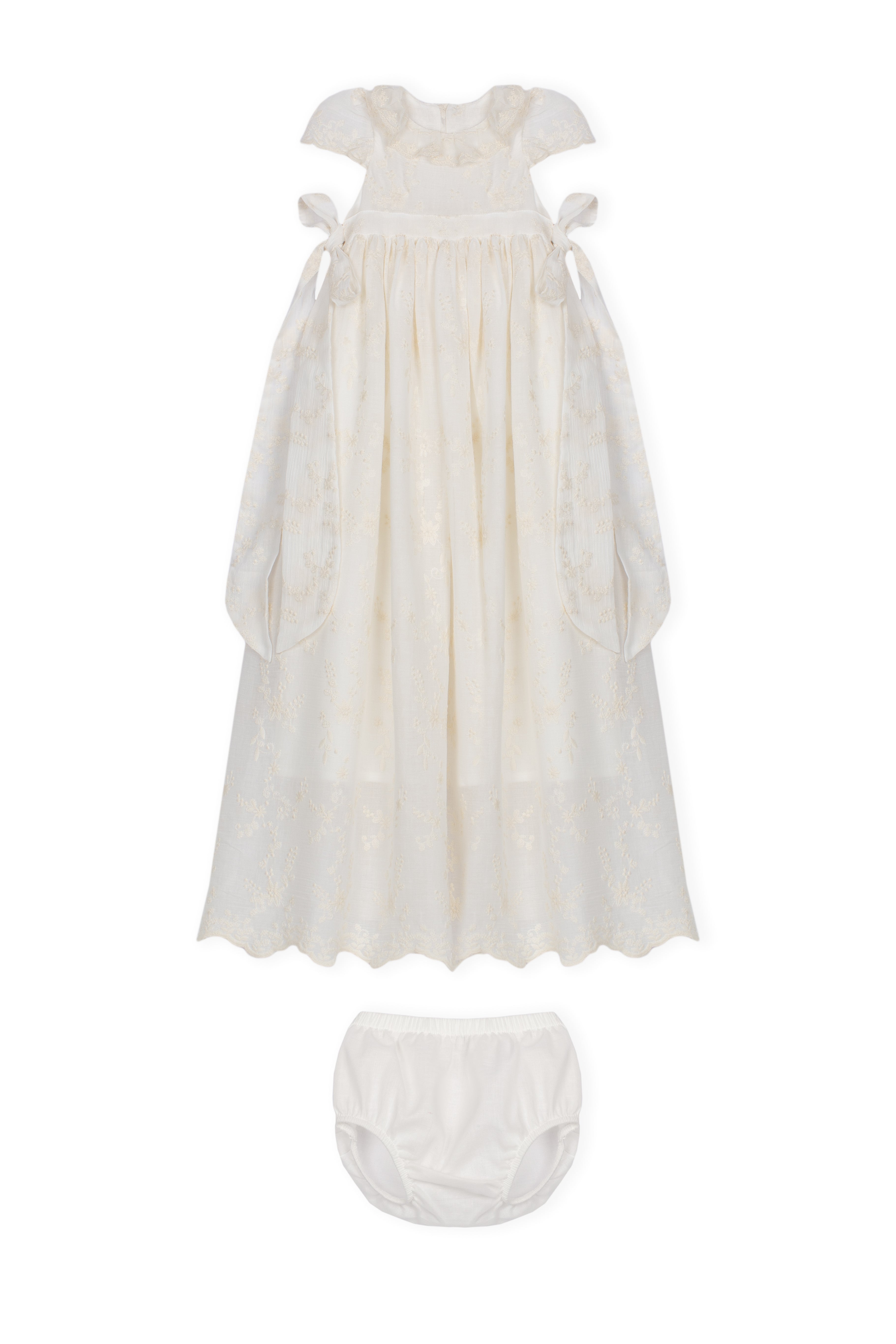 Taufkleid – Elizbeth, elfenbeinfarben, mit floraler Spitze