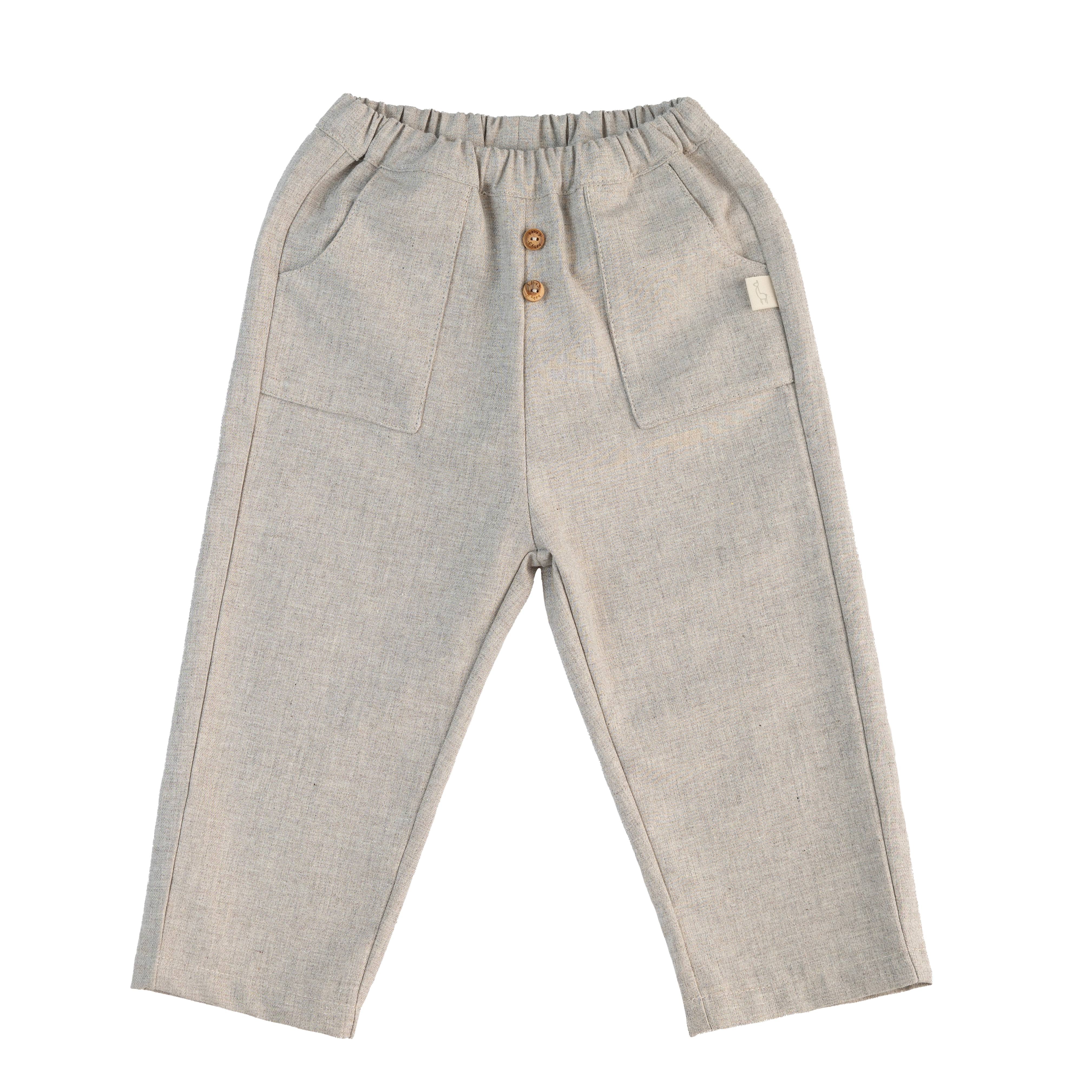 Hose – Grauer Flanell mit Knopfleiste vorne